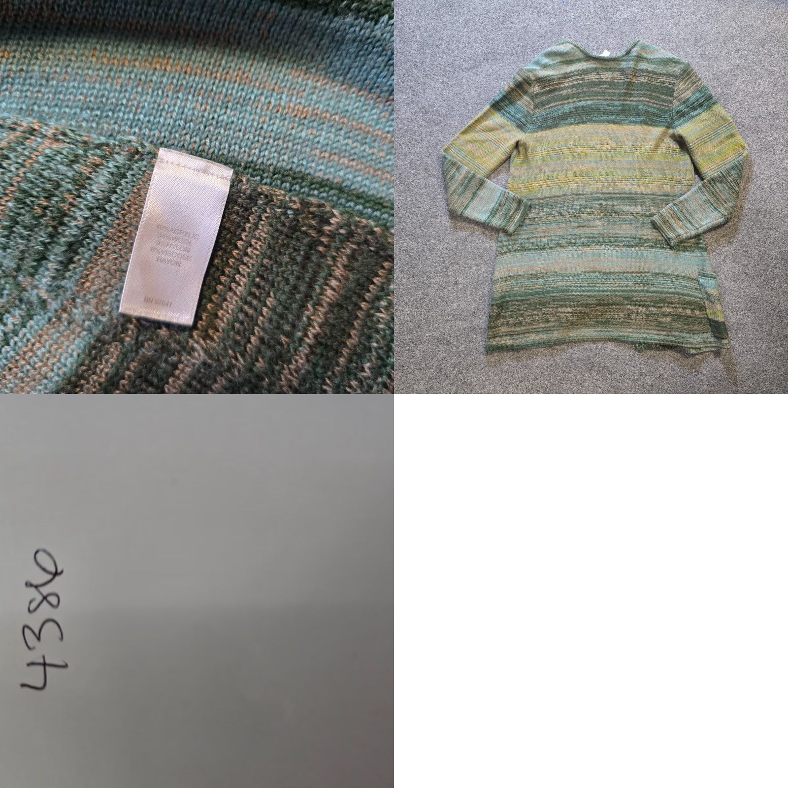 J. Jill J. Jill Sweater Cardigan Womens Size S Green Striped Open Pockets Capsule Style Regular Knit Sleeve Long Size S / US 4 / IT 40 - 8 Thumbnail