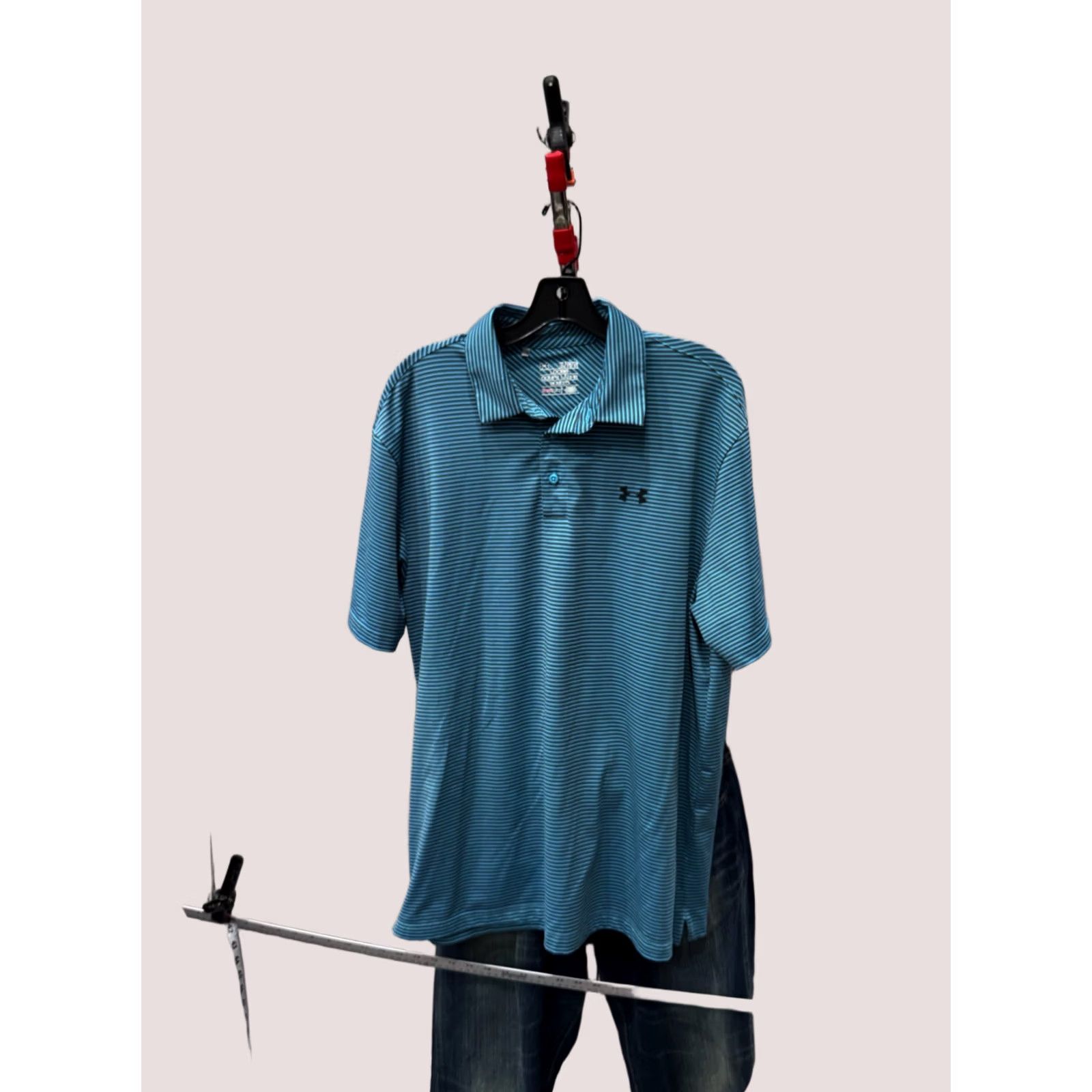 Under Armour Under Armour POLO SHIRT Seafoam Blue Gray Stripe XL EXtra Large Mens Size US XL / EU 56 / 4 - 1 Thumbnail