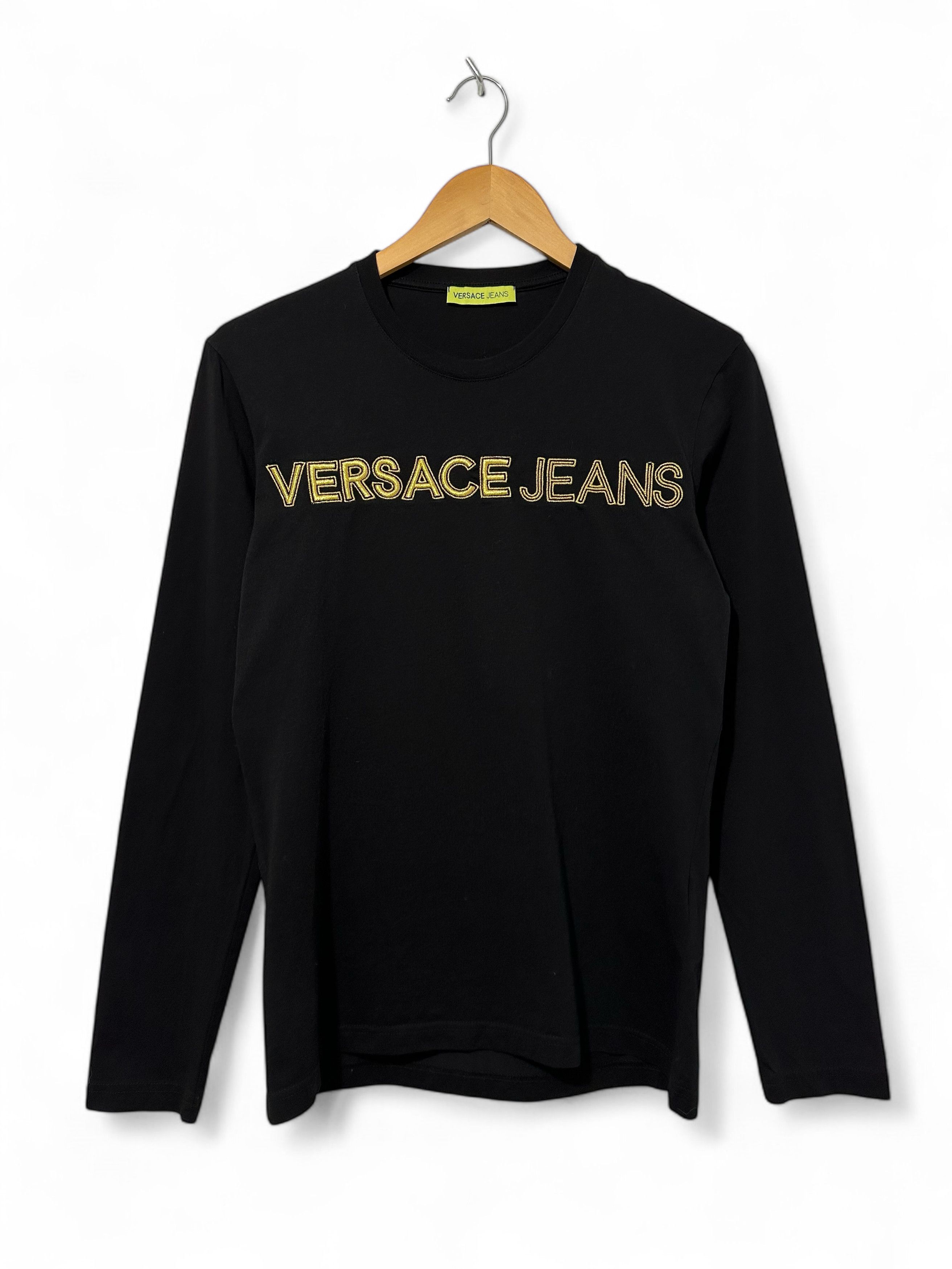Versace × Versace Jeans Couture Versace Jeans Black Big Logo Long Sleeve Top (XS) Size US XS / EU 42 / 0 - 1 Thumbnail
