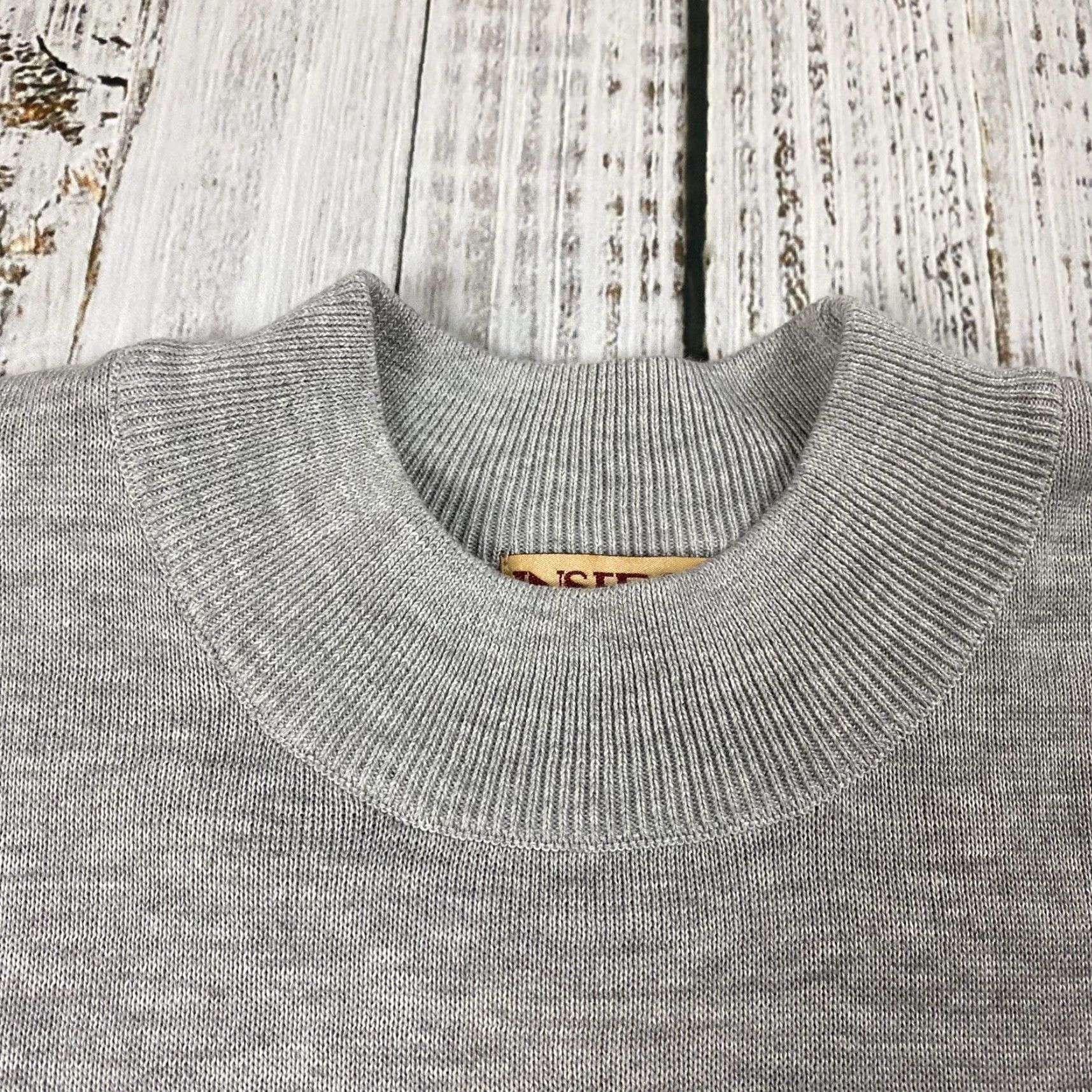 Vintage INSERCH ACRYLIC MOCK NECK SWEATER 2XL GREY MELANGE COLLEGE DESIGNER MENS Size US XXL / EU 58 / 5 - 2 Thumbnail