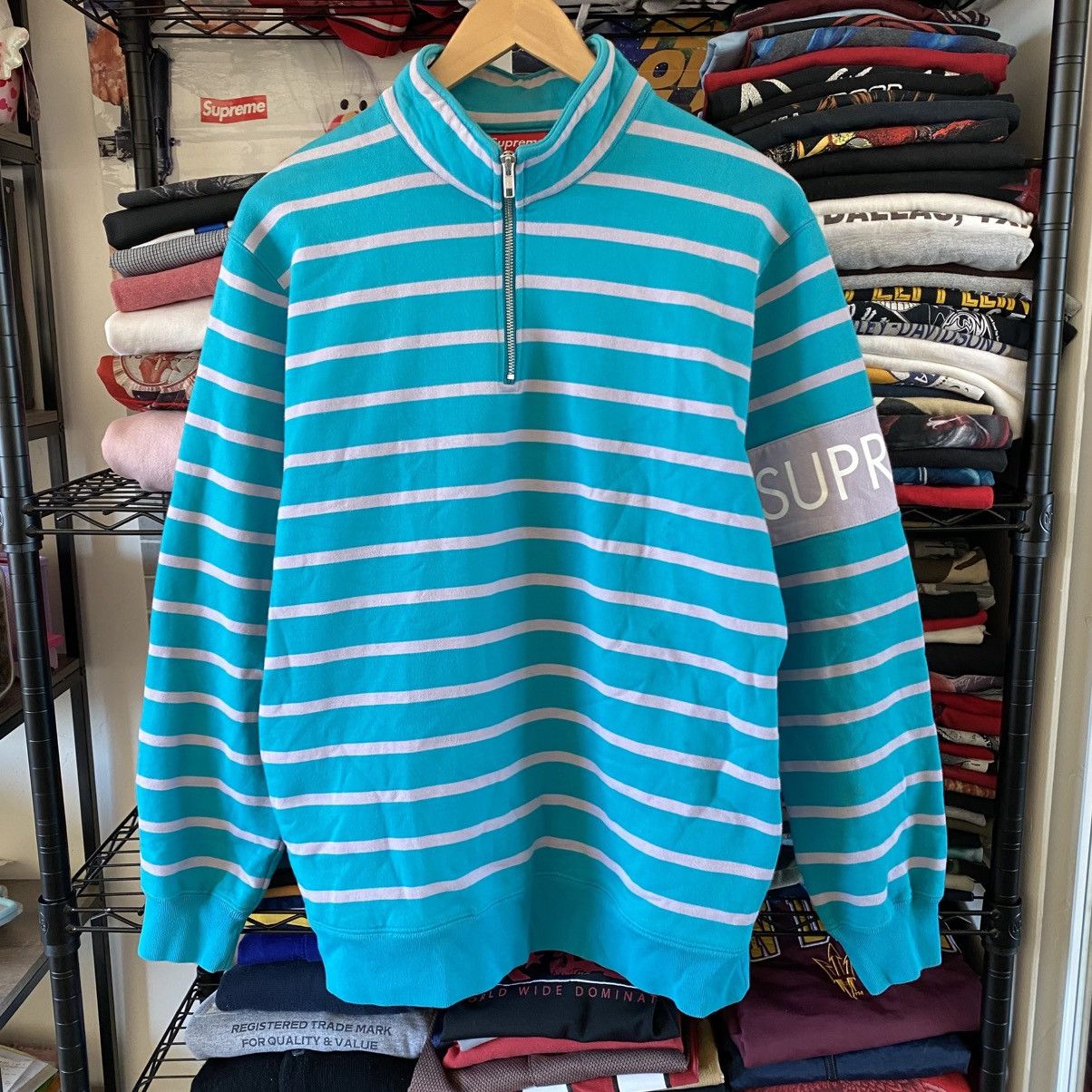 Supreme Script Stripe Half Zip Sweater | Grailed