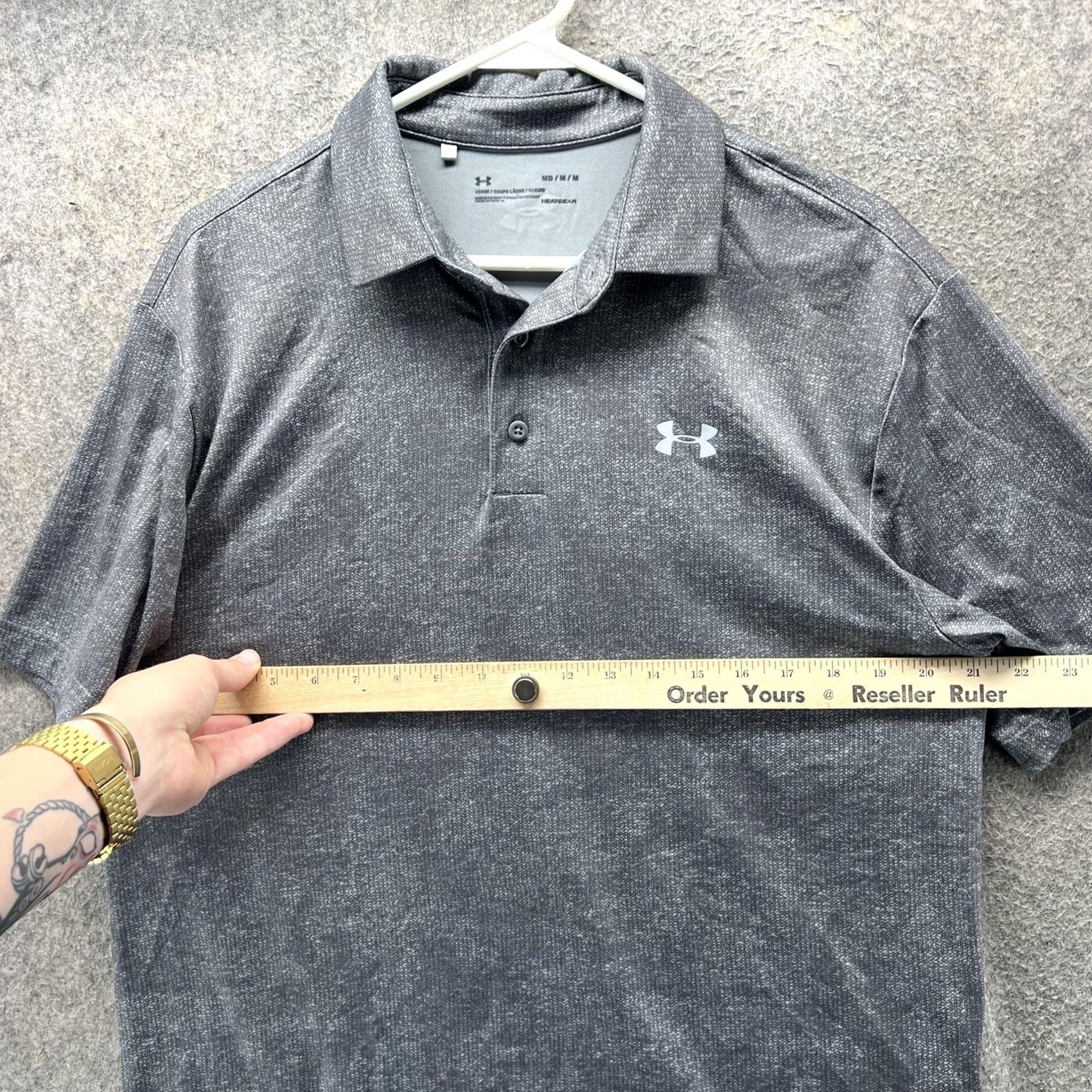 Under Armour Under Armour Polo Shirt Mens M Gray HeatGear Loose Fit Golf Short Sleeve Size US M / EU 48-50 / 2 - 6 Thumbnail
