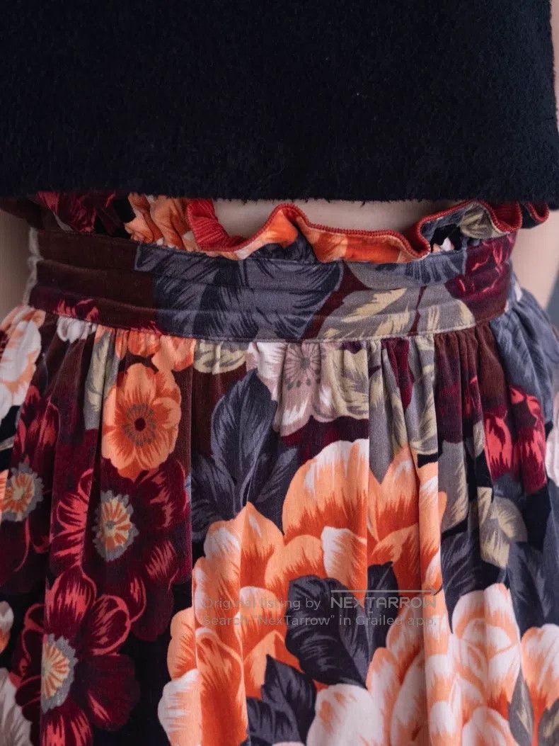 Kenzo Kenzo Runway velvet floral skirt Size 24" / US 00 / IT 34 - 7 Thumbnail