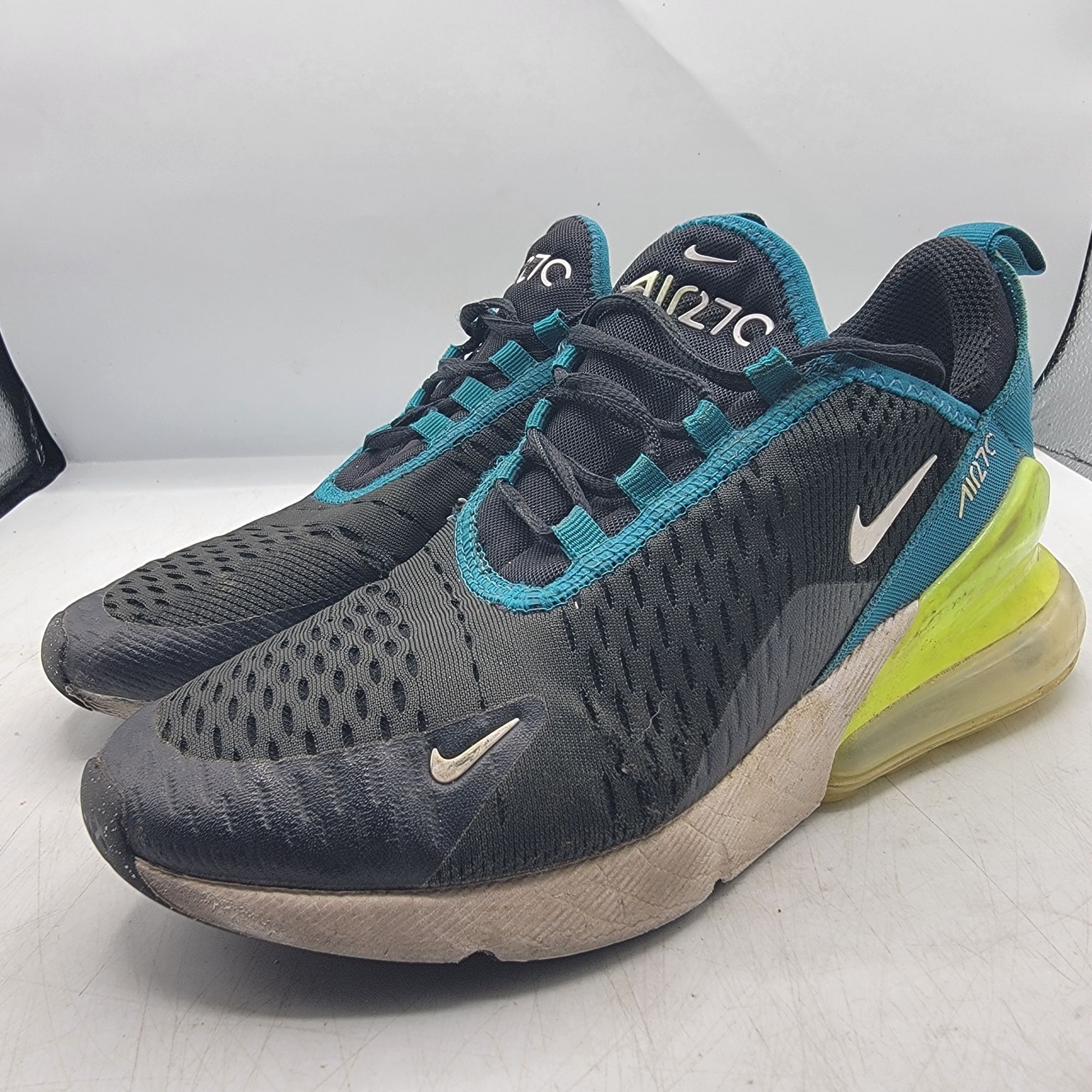 Nike Nike Air Max 270 GS Kids 5.5Y Black White Bright Spruce Snea Size US 7 / IT 37 - 4 Thumbnail