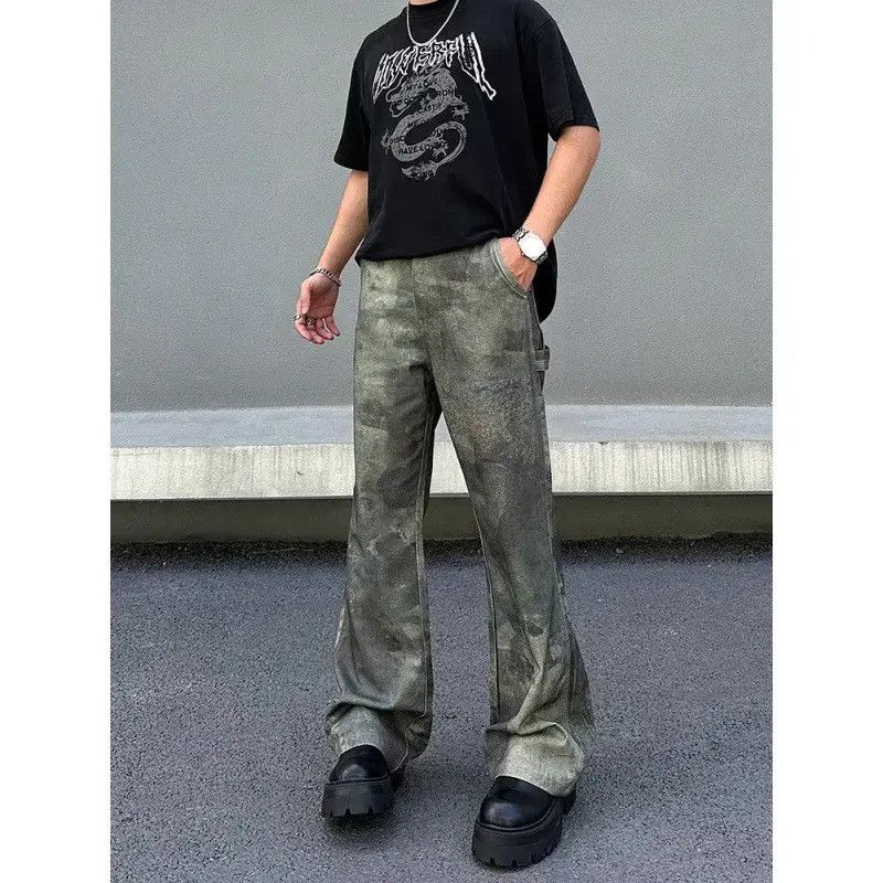 Japanese Brand Retro camouflage straight leg micro flared jeans Size US 32 / EU 48 - 1 Thumbnail