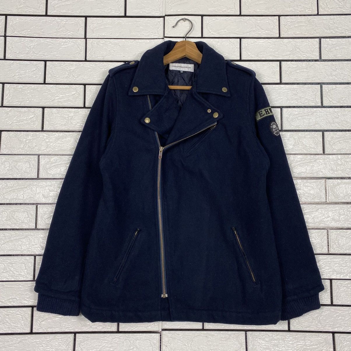 Japanese Brand Ehyphen World Gallery Wool Biker Jacket Double Collar Size US M / EU 48-50 / 2 - 2 Thumbnail