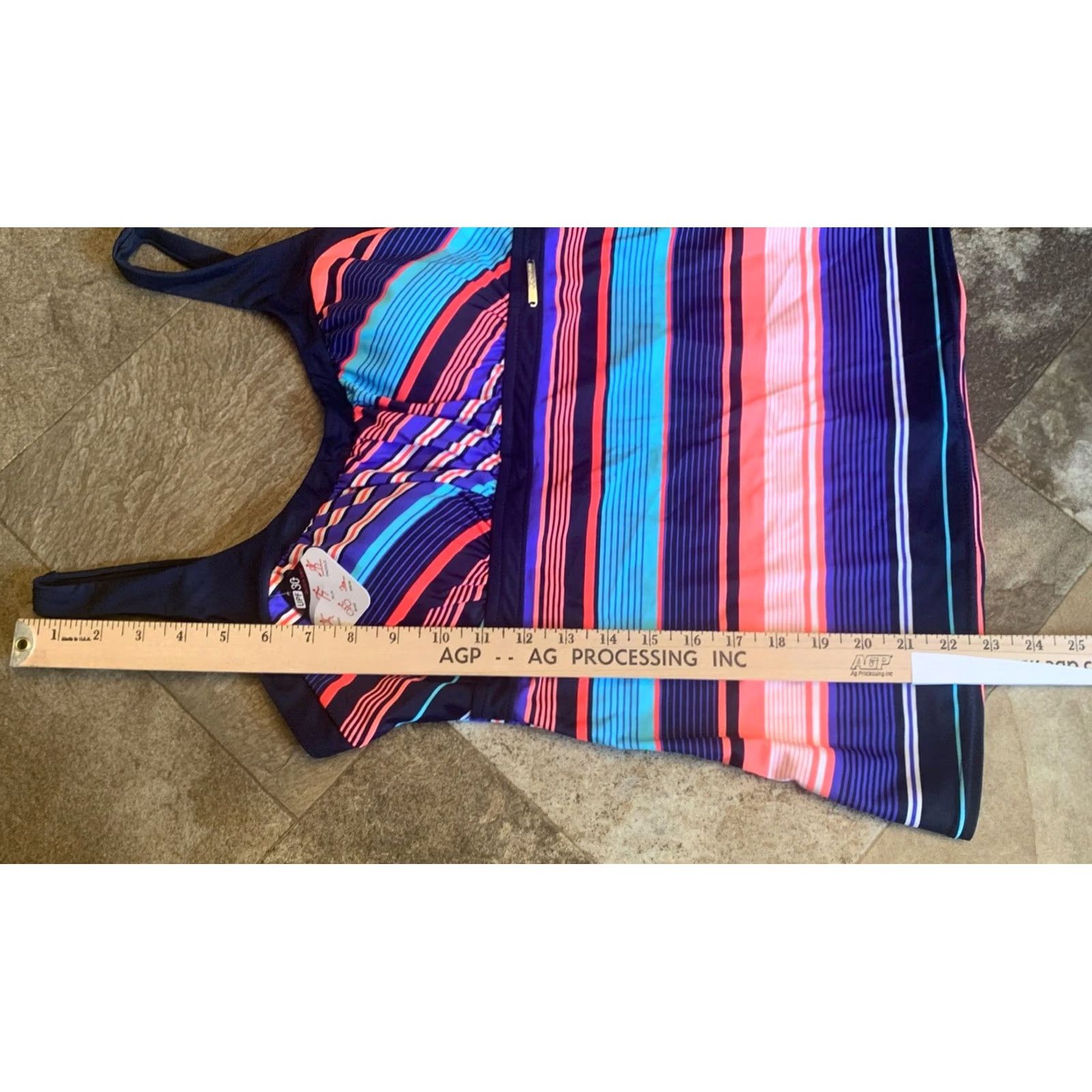 ZeroXposur NWT Zeroxposur Tank SwimSuit Top Sz 14 Striped Black Blue Quick Dry UPF 2292 Size XL / US 12-14 / IT 48-50 - 5 Thumbnail