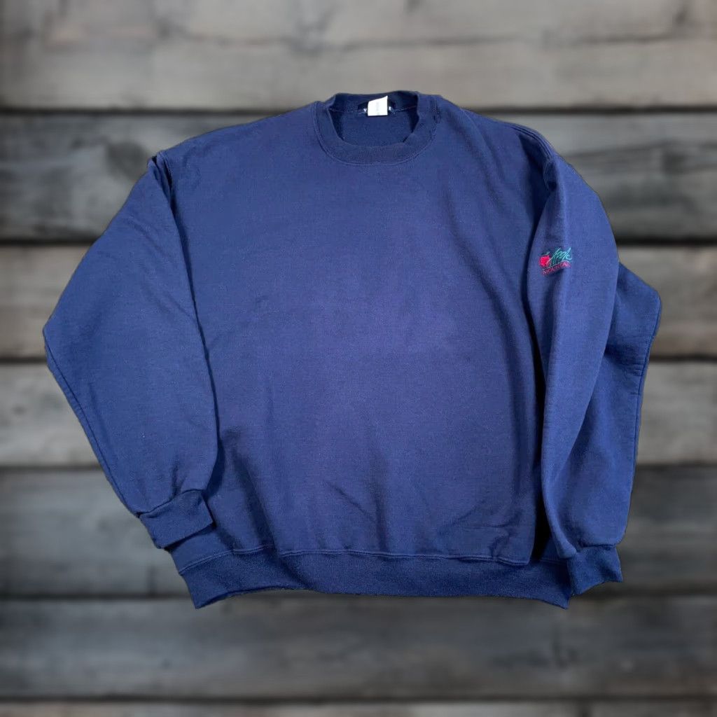Apple VTG Vantage Ski Resort Sweatshirt Adult XL Blue Crewneck 50-50 Apple Mountain 90s Mens Embroidered City Ski Size US XL / EU 56 / 4 - 1 Thumbnail
