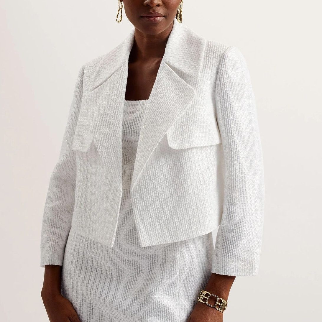 Ted Baker Ted Baker Shiroi Textured Weave Woven Jacket White Size 0 Size XS / US 0-2 / IT 36-38 - 2 Thumbnail