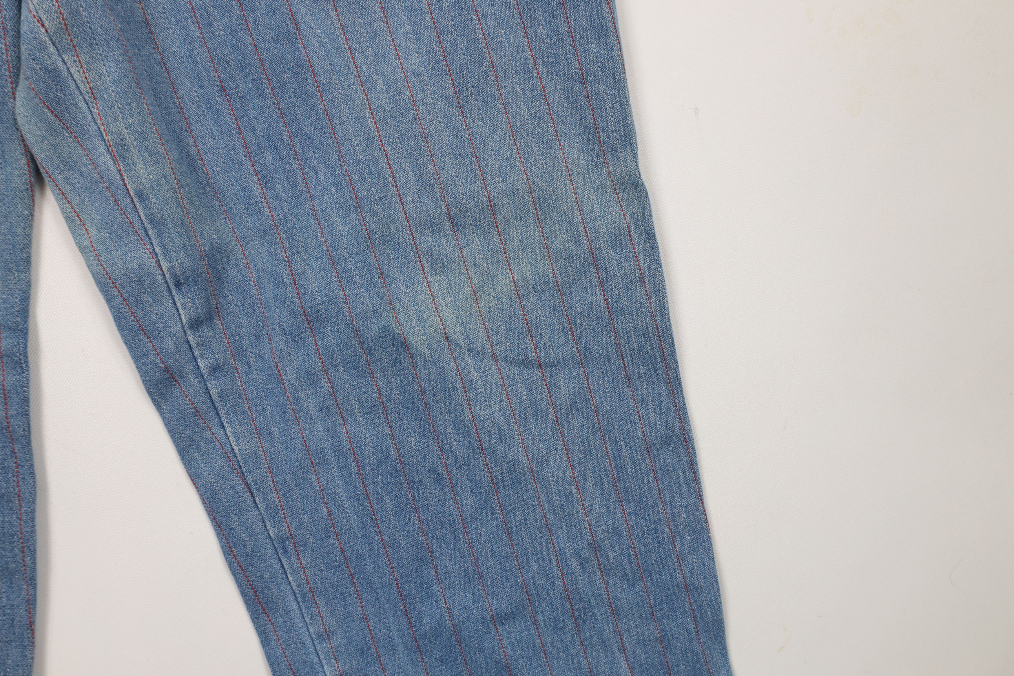 Vintage Vintage 90s Streetwear Distressed Pinstriped Denim Mom Jeans Size 34" / US 12 / IT 48 - 6 Thumbnail