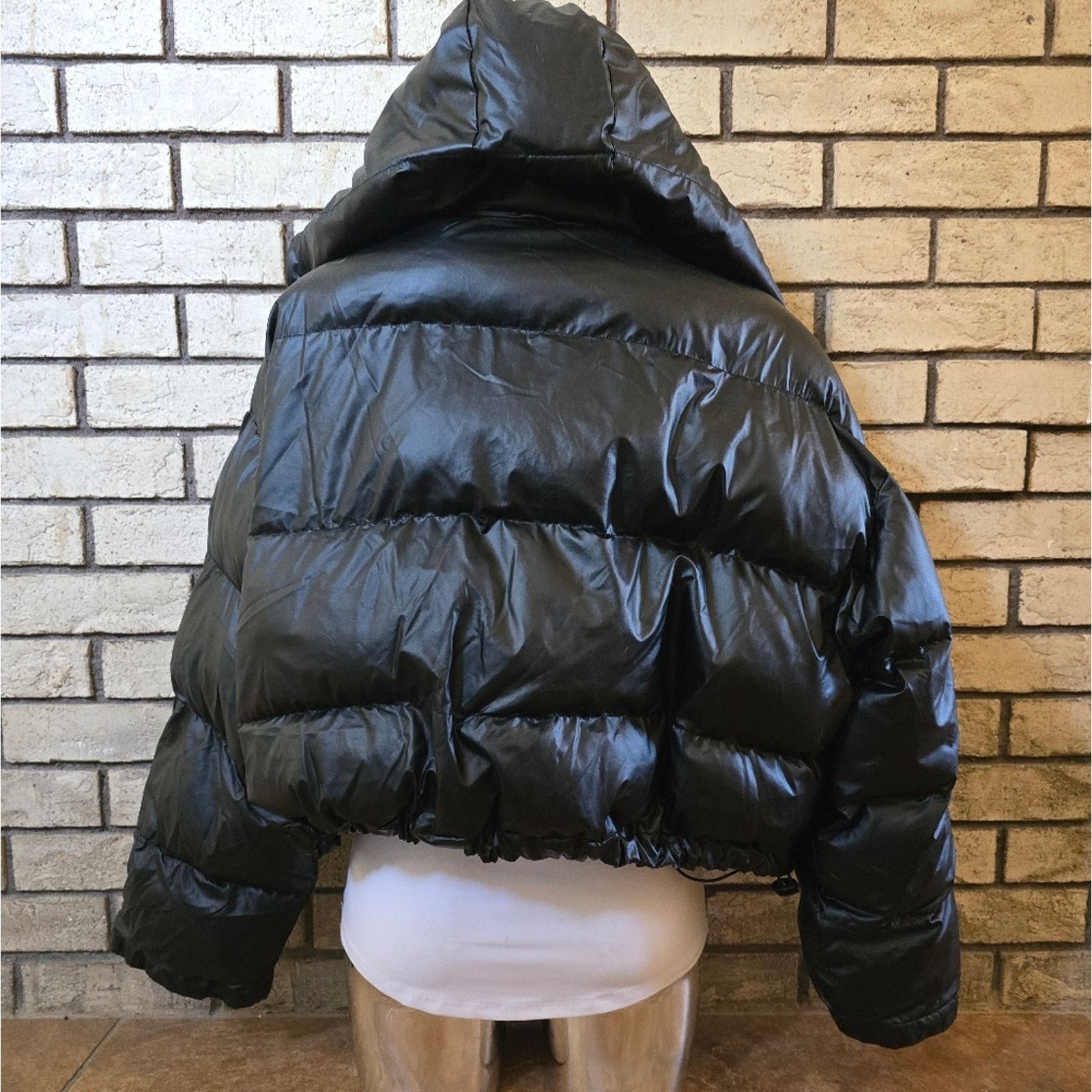Shein Black | SHEIN | Cinched Puffer Zip Up Size L / US 10 / IT 46 - 2 Thumbnail