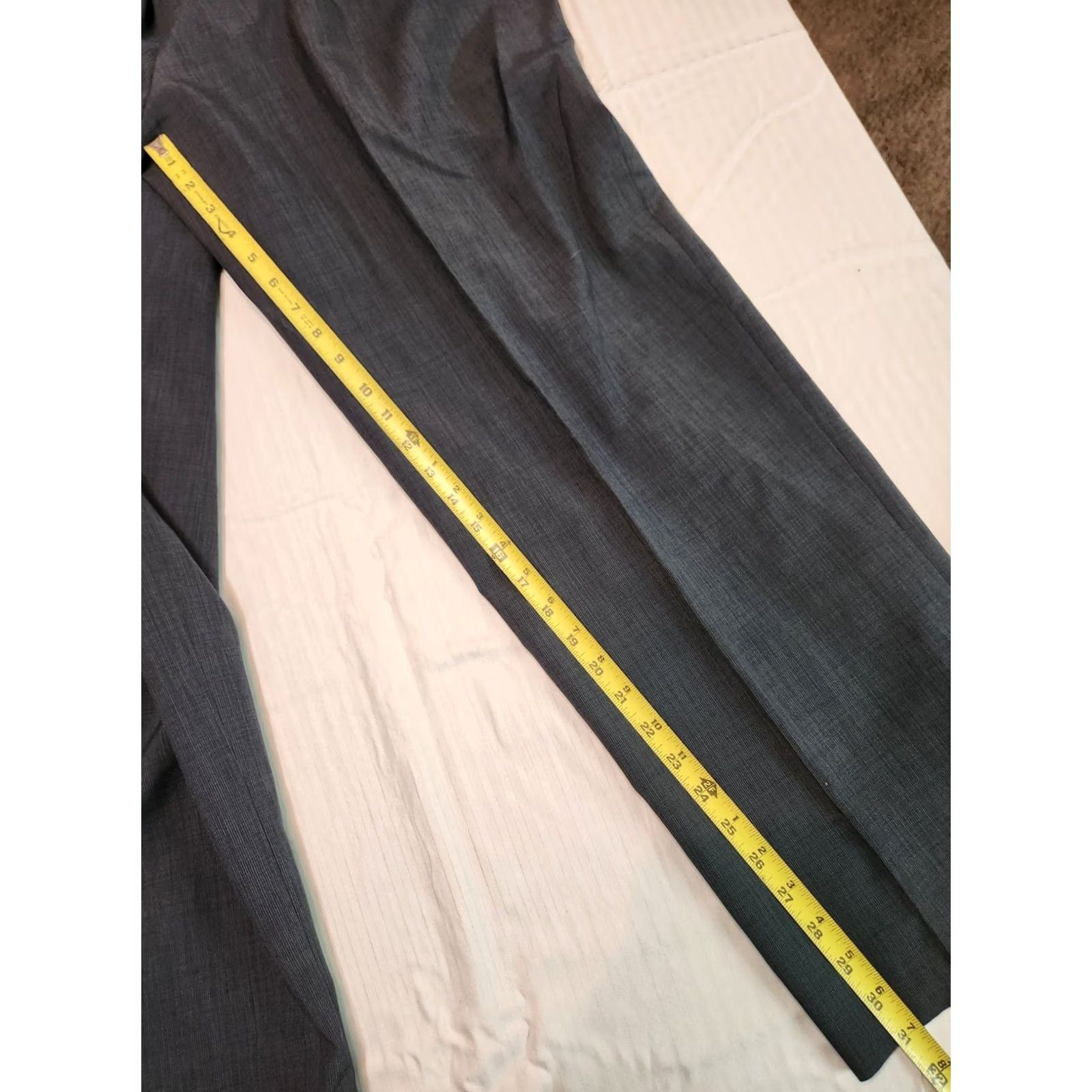 Vintage Vittorio St. Angelo Men’s 48L Blue Charcoal 2 Piece Suit Four-Button Notch Lapel Slim? Ventless Card? Size 48R - 5 Thumbnail
