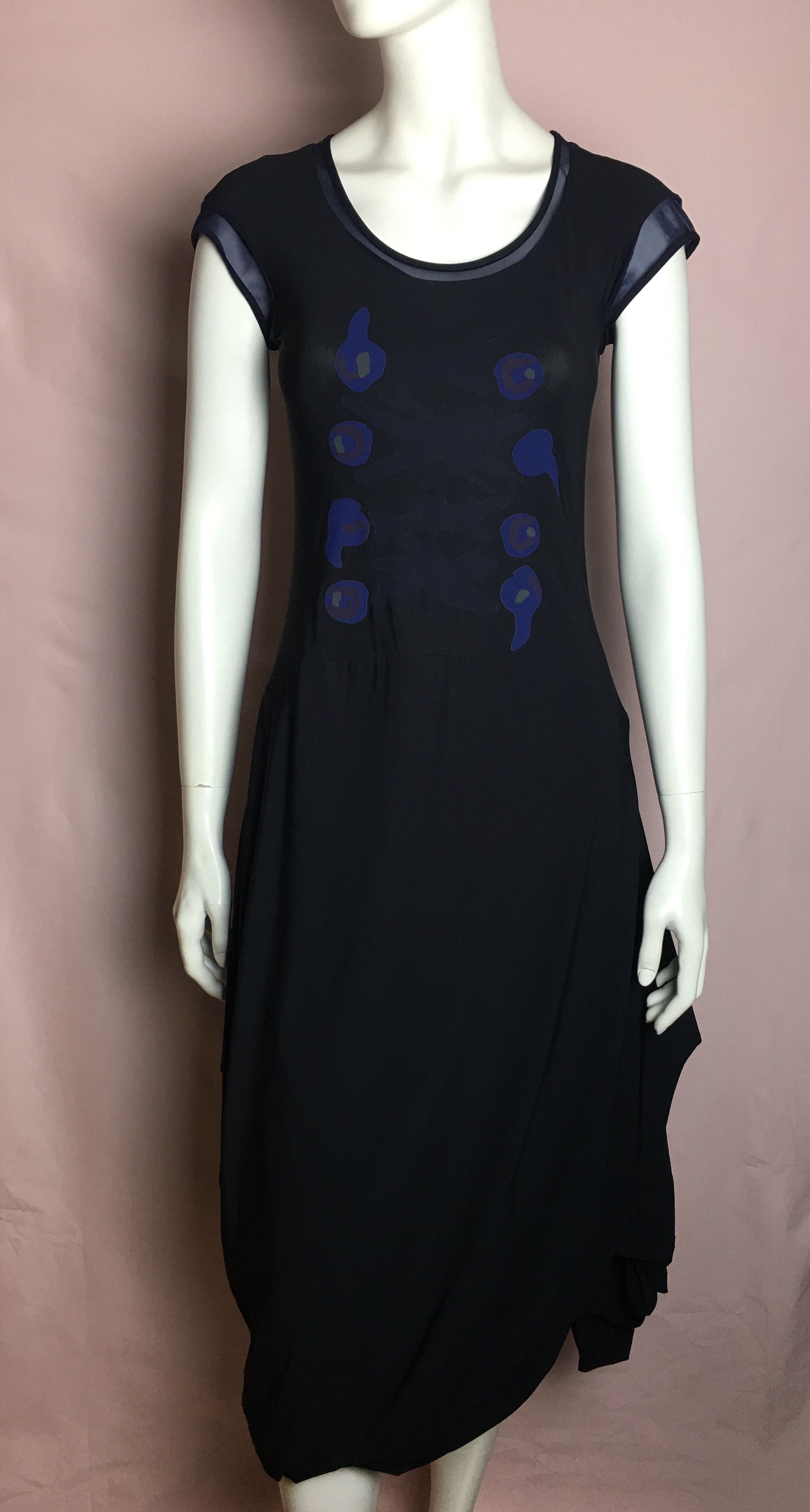 Marithe + Francois Girbaud Marithe Francois Girbaud Designer Print Black Dress Sz US 5 Size S / US 4 / IT 40 - 1 Thumbnail