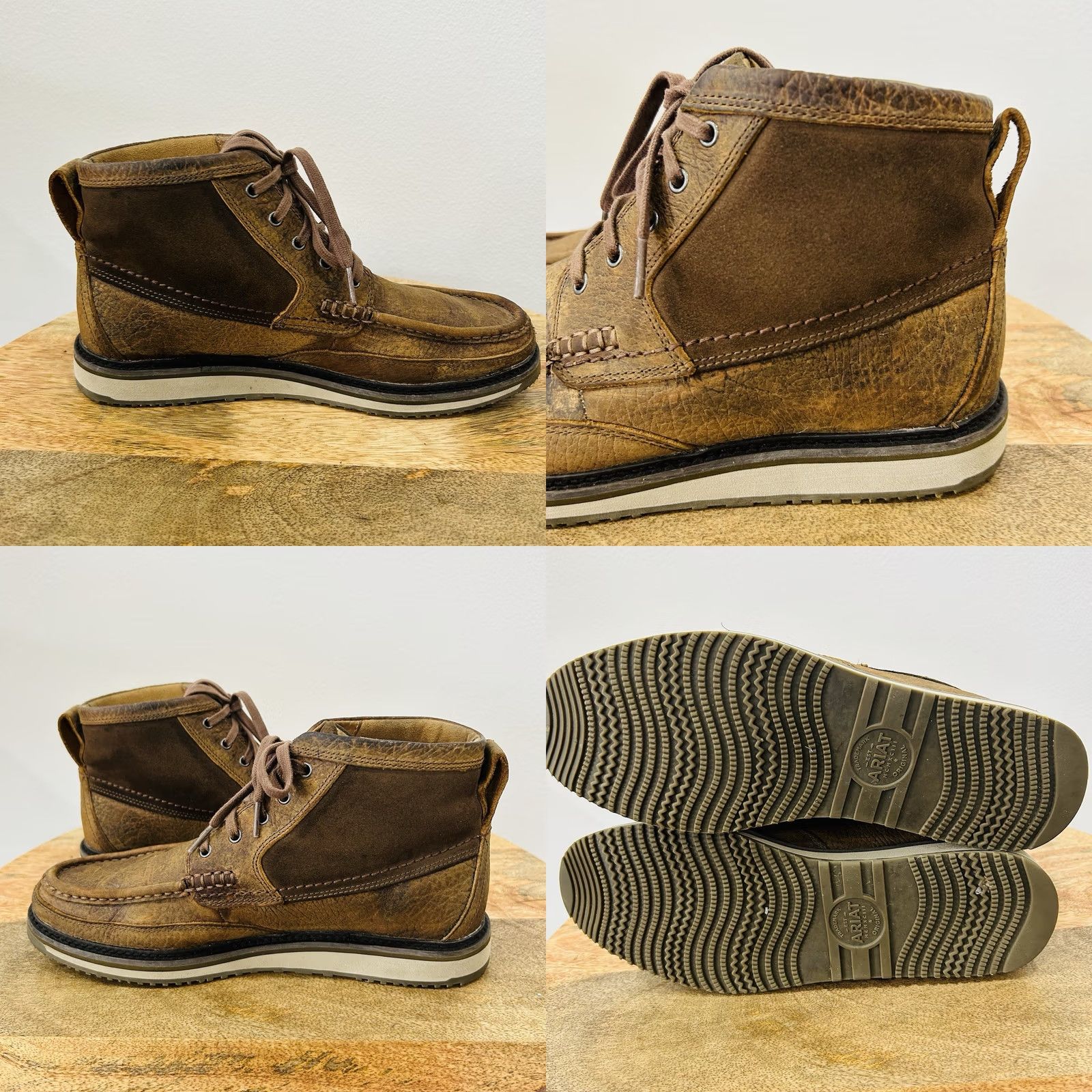 Ariat Lookout Brown Suede Chukka Ankle Boots Men Size US 10 EE Wide 10014153 ARIAT LOOKOUT Distressed Leather Moc Toe Chukka Boots Men main image 3