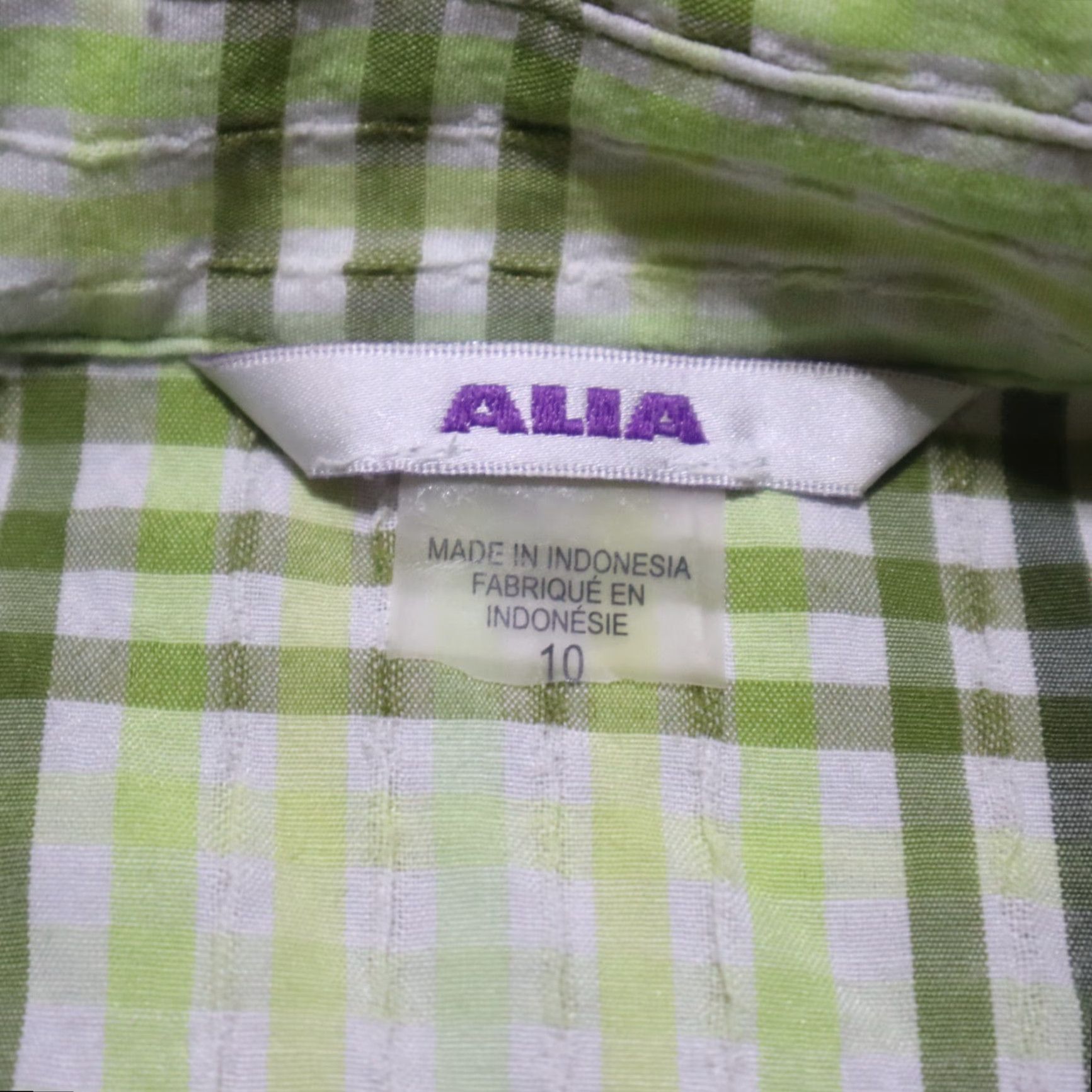 Vintage Ladies ALIA Yellow Plaid Short Sleeve Shirt Women 10 Casual Button-Up Check 90s? Size L / US 10 / IT 46 - 3 Thumbnail