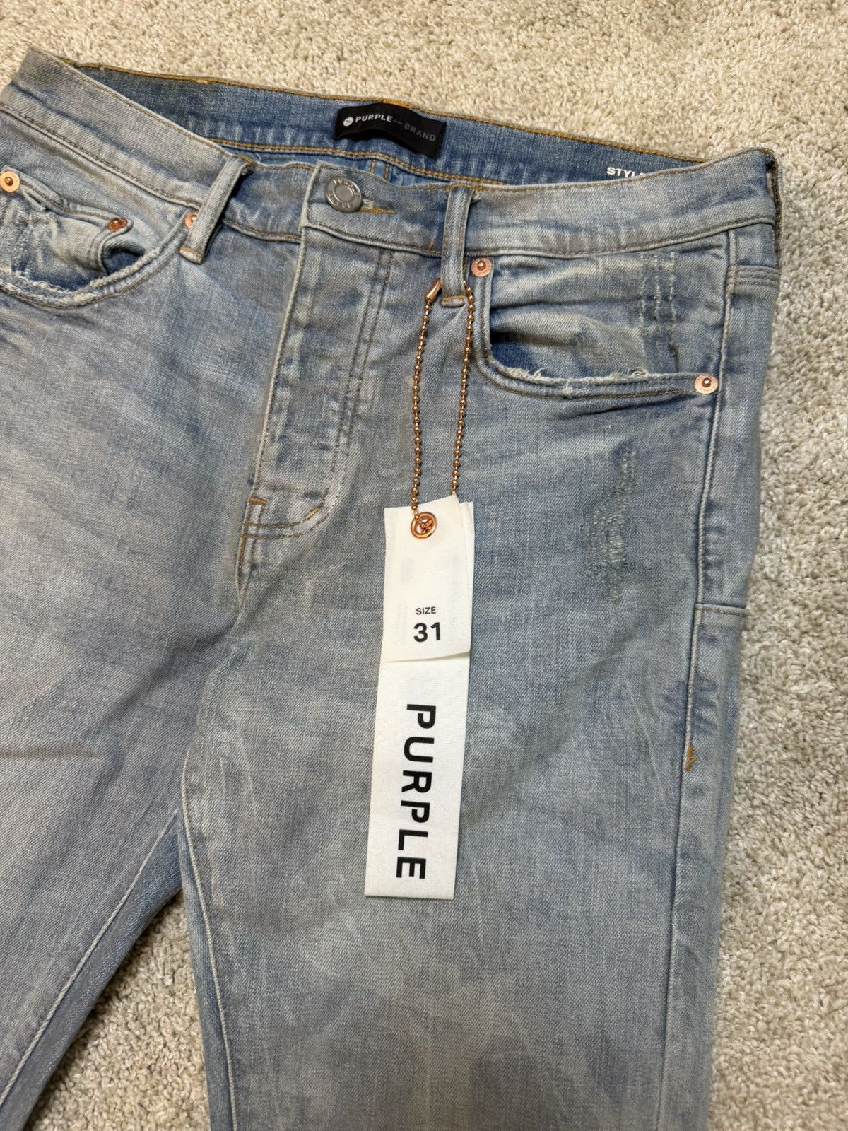 Purple Brand Purple Brand Iridescent Pearl Skinny Jeans Indigo Size US 31 - 3 Thumbnail