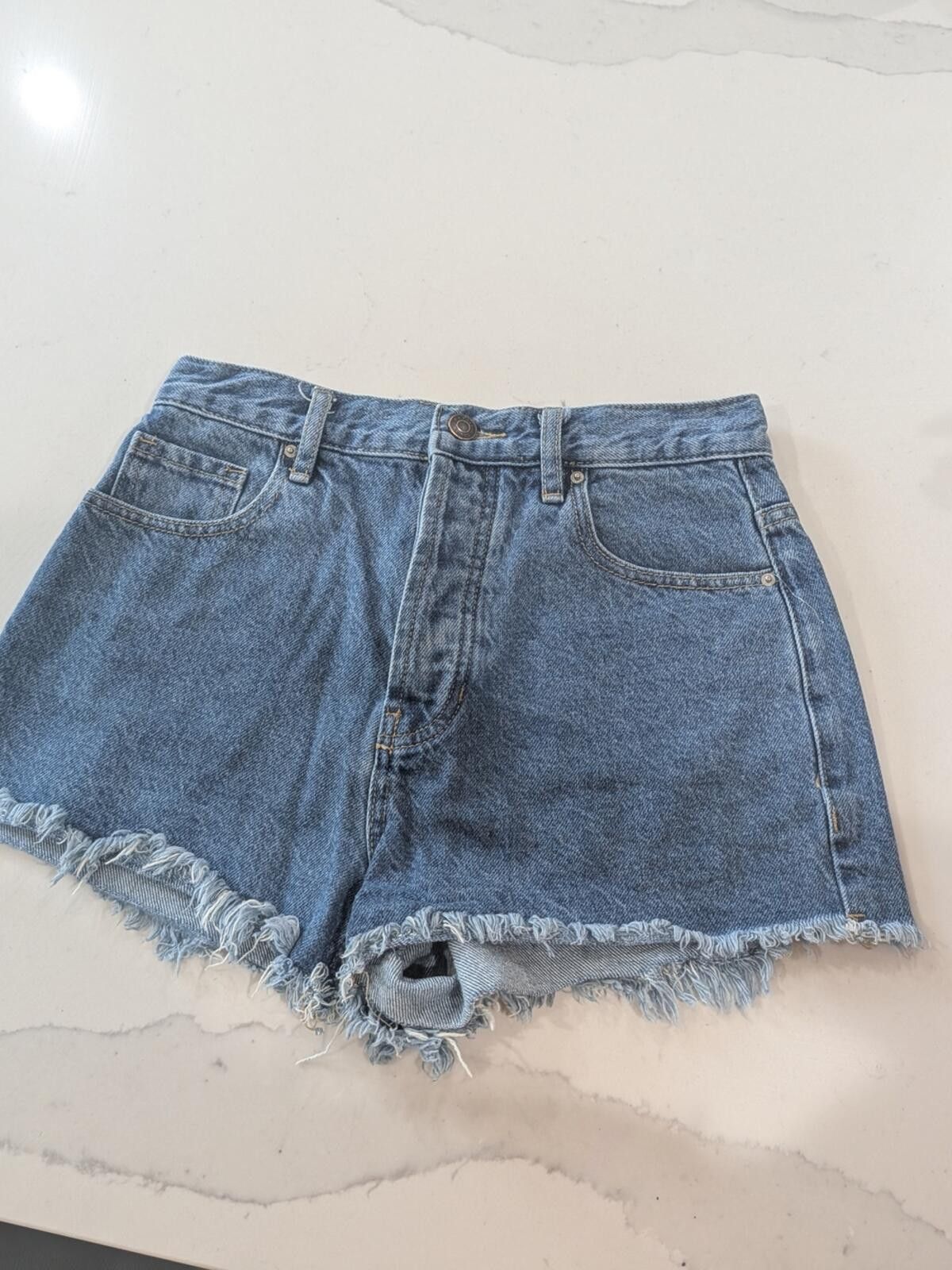 Pacsun PacSun Frayed High-Rise Denim Shorts - Blue Size 26" / US 2 / IT 38 - 8 Thumbnail