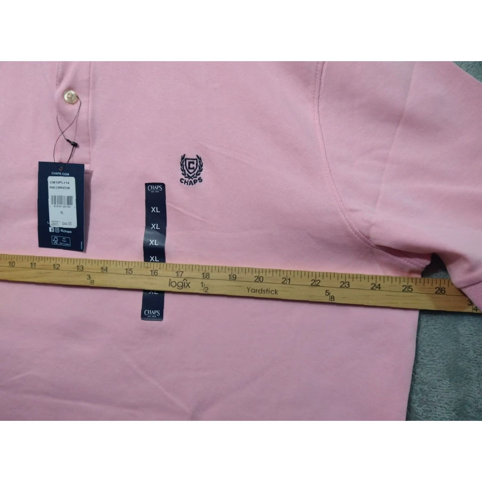 Chaps Chaps Polo Shirt Mens XL Pink Short Sleeve Natural Stretch Cotton Casual Preppy Golf Walking Size US XL / EU 56 / 4 - 4 Thumbnail
