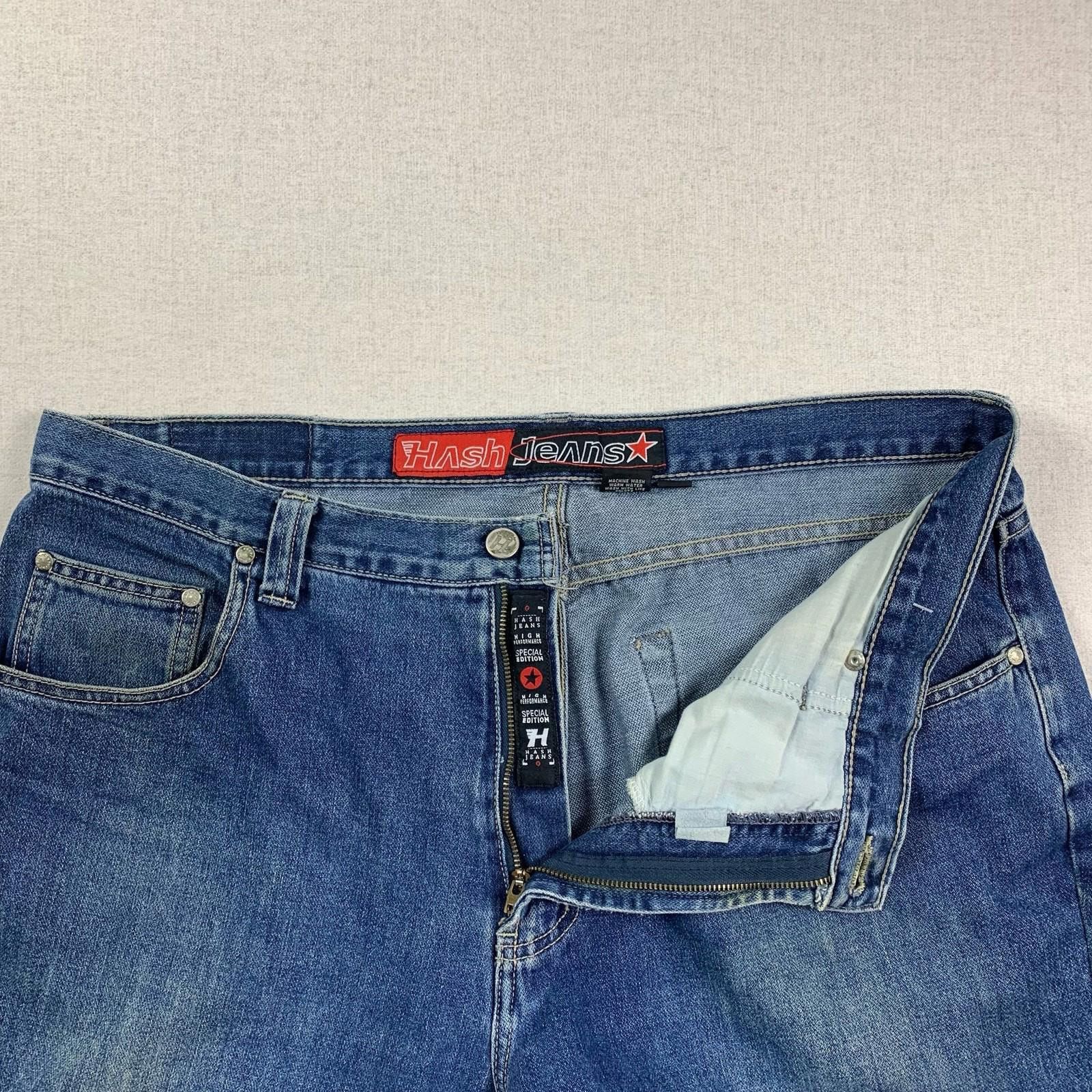 Other Vintage Blue Hash Baggy Jeans - 38 - 90s Size US 38 / EU 54 - 3 Thumbnail