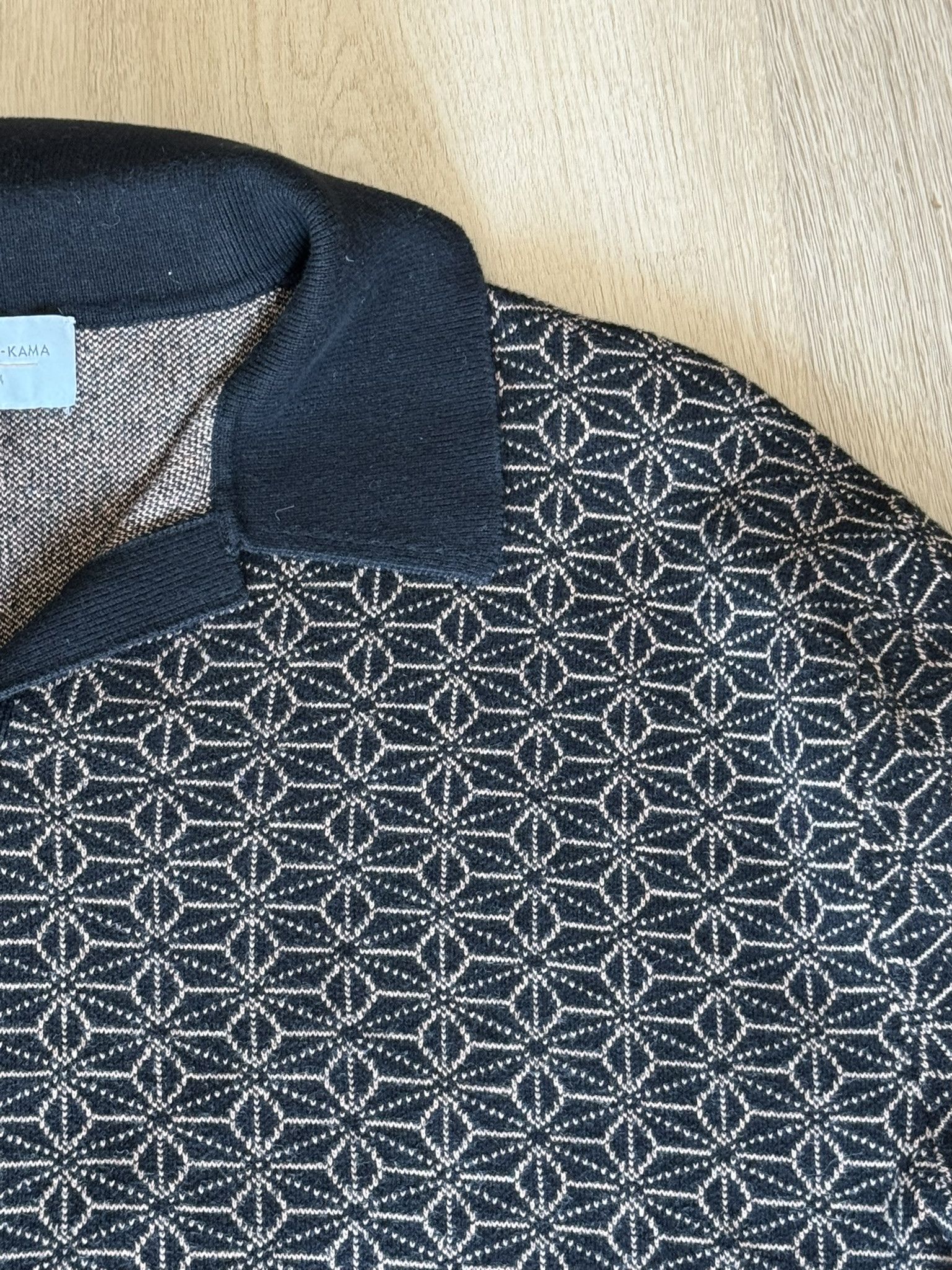 Other Knit Polo Sweater- Black Asanoha - Johnny Collar Size US M / EU 48-50 / 2 - 2 Thumbnail