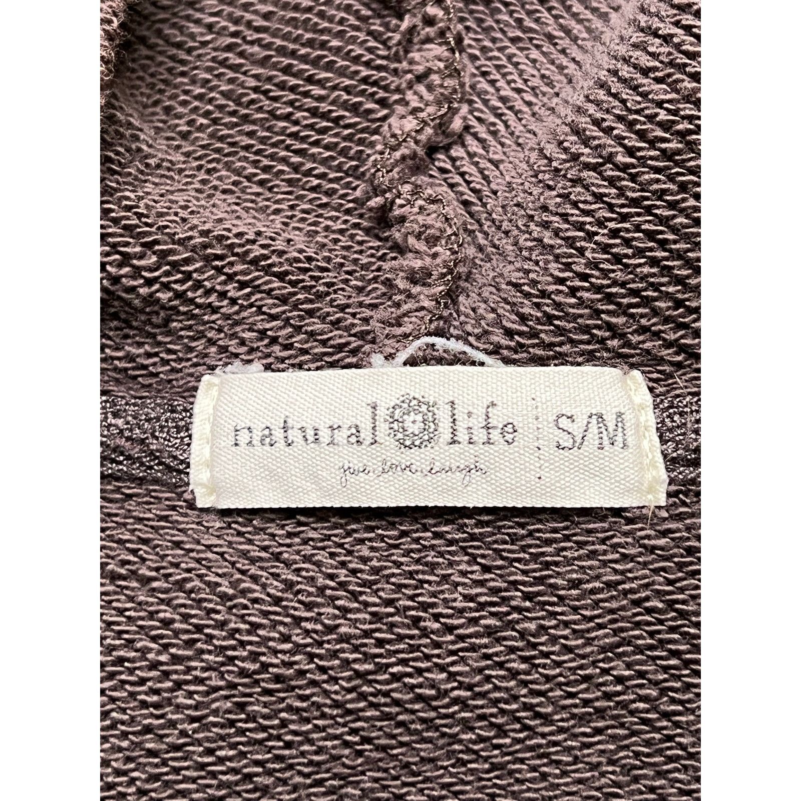 Vintage Natural Life Raw Edge Hoodie Brown S/M Boho Pullover Cotton Size M / US 6-8 / IT 42-44 - 10 Thumbnail