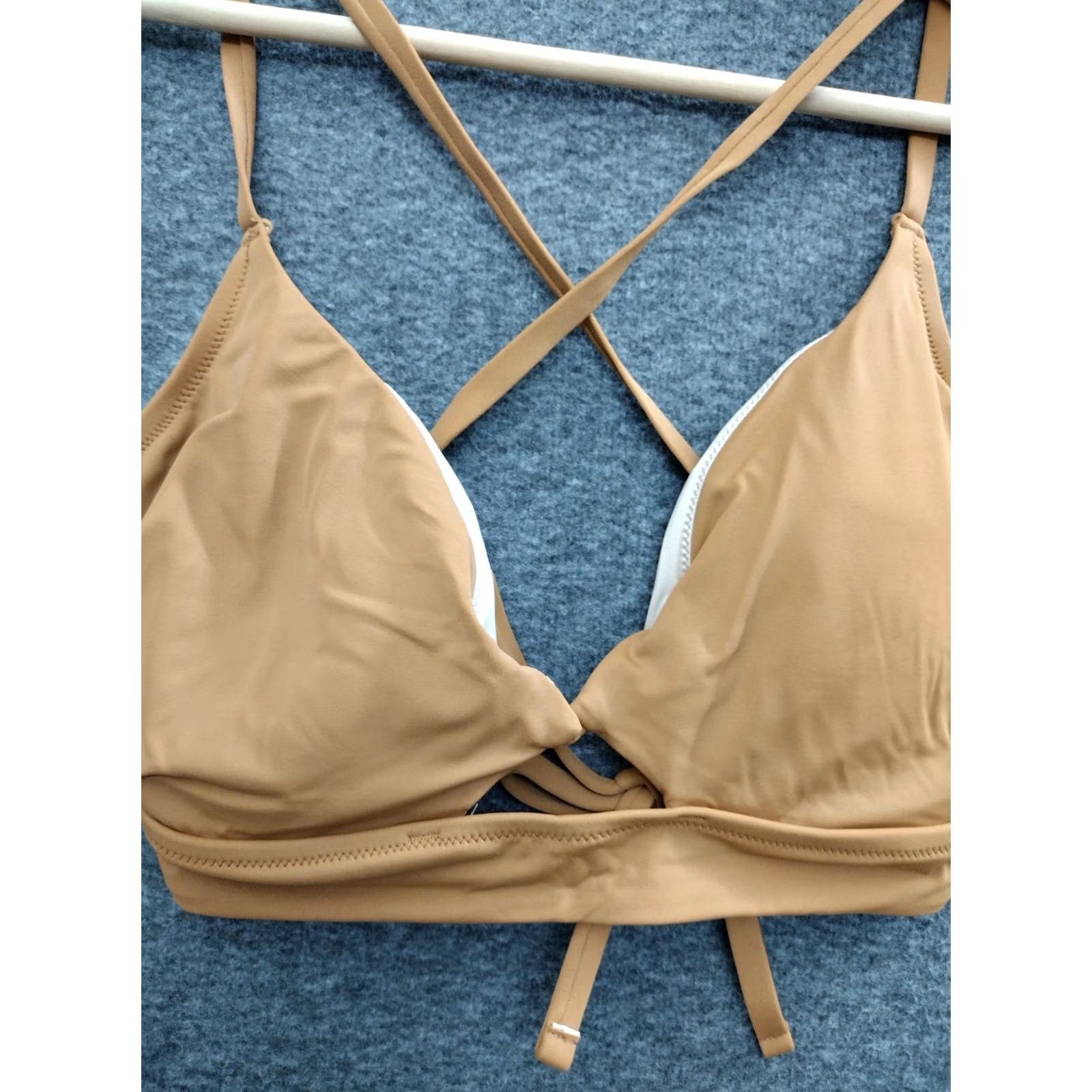 Vintage Shade & Shore Bikini Top Women 36D Brown Key Hole Spaghetti Padded Lined Beach 90s Event Size XS / US 0-2 / IT 36-38 - 3 Thumbnail