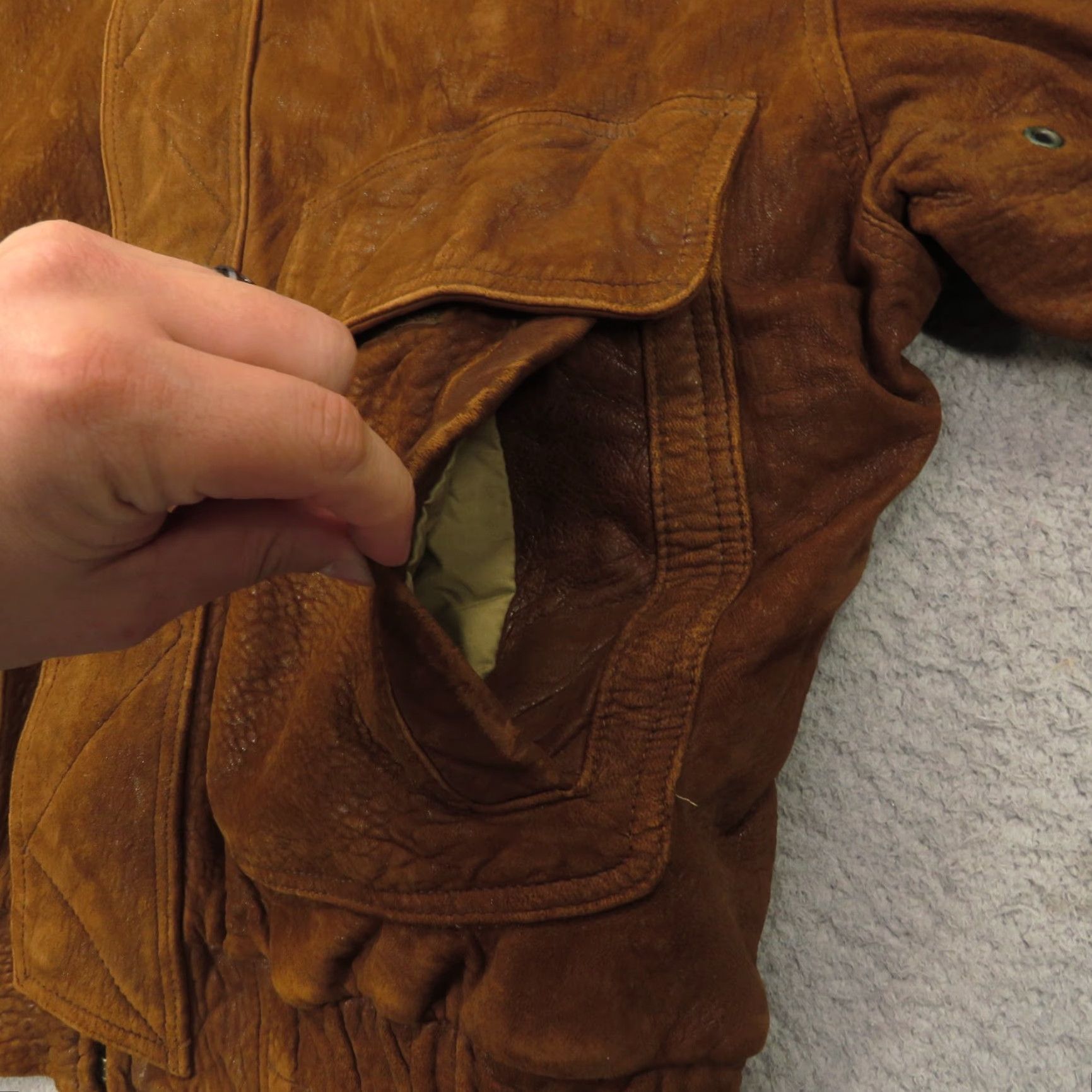 Andrew Marc VTG Andrew Marc Jacket Men XL Brown Aviator Leather Bomber Heavy Lined Moto Bike Size US XL / EU 56 / 4 - 4 Thumbnail