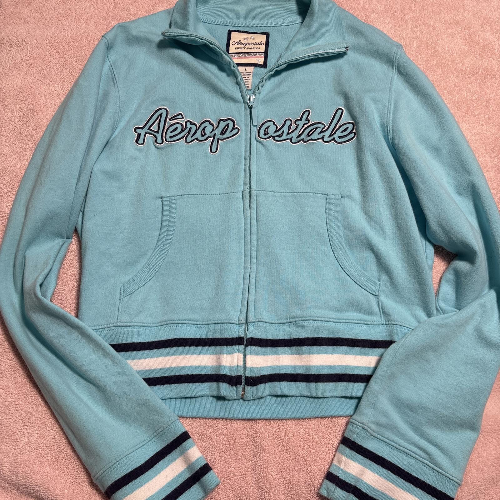 Aeropostale y2k athletic aeropostale striped zip up Size L / US 10 / IT 46 - 1 Thumbnail
