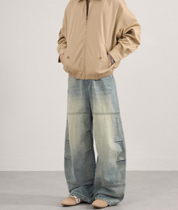 Japanese Brand American-style patchwork whiskers baggy men's jeans Size US 32 / EU 48 - 3 Thumbnail
