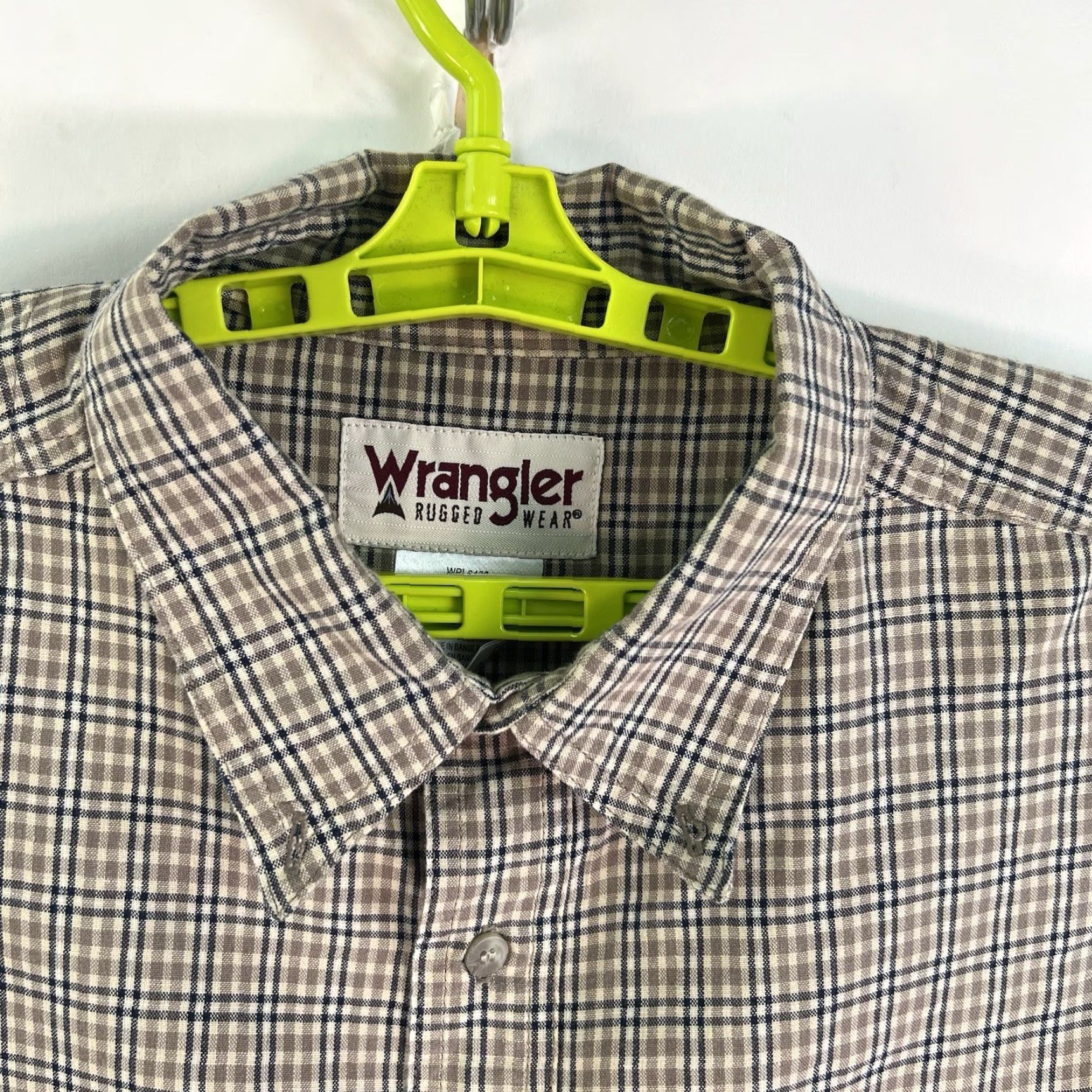 Wrangler Wrangler Rugged Wear Plaid Button-Down Shirt Mens 2XL Brown Tan Western Cowboy Embroidered Pockets Cotton Blend Button-Up Shirt Size US XXL / EU 58 / 5 - 3 Thumbnail