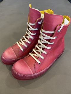 Rick Owens Pink Leather High Sneakers