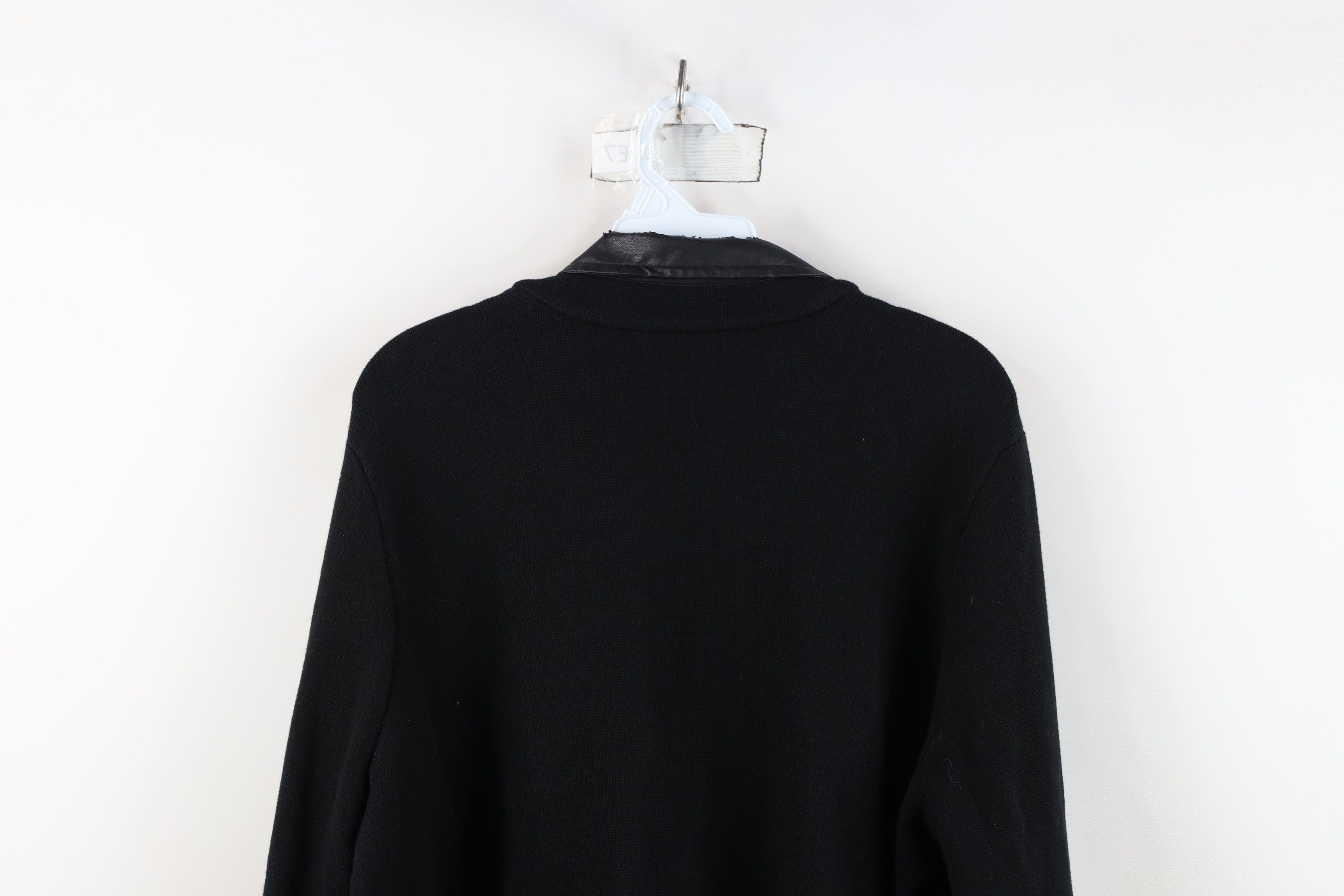 Ralph Lauren Vintage Ralph Lauren Faux Leather Trim Knit Blazer Jacket Size XL / US 12-14 / IT 48-50 - 15 Thumbnail
