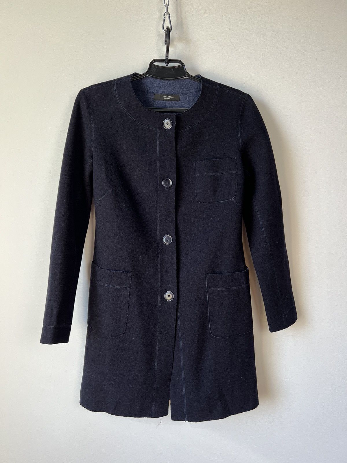 image of Weekend Max Mara Light Wool Coat Size ~S in Dark Blue, Women's