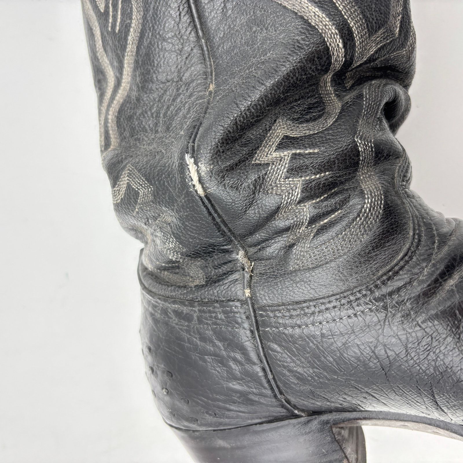 Justin Boots Vintage 80s J. Chisholm Ostrich Cowboy Boots Men 10 D Size US 10 / EU 43 - 13 Thumbnail