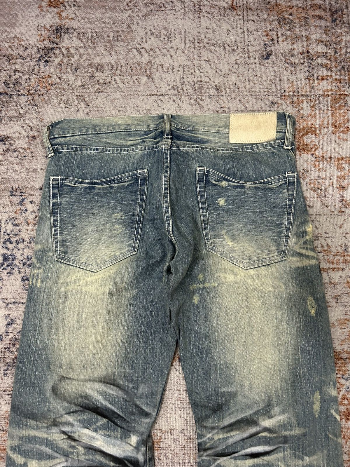 If Six Was Nine Urban Craft HonneyComb Painted Distressed Jeans Size US 34 / EU 50 - 11 Thumbnail