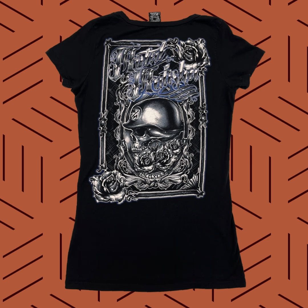 Metal Mulisha VINTAGE Metal Mulisha Shirt Womens M Black Skull Roses Grunge Emo Cyber Punk Shirt Size M / US 6-8 / IT 42-44 - 1 Thumbnail