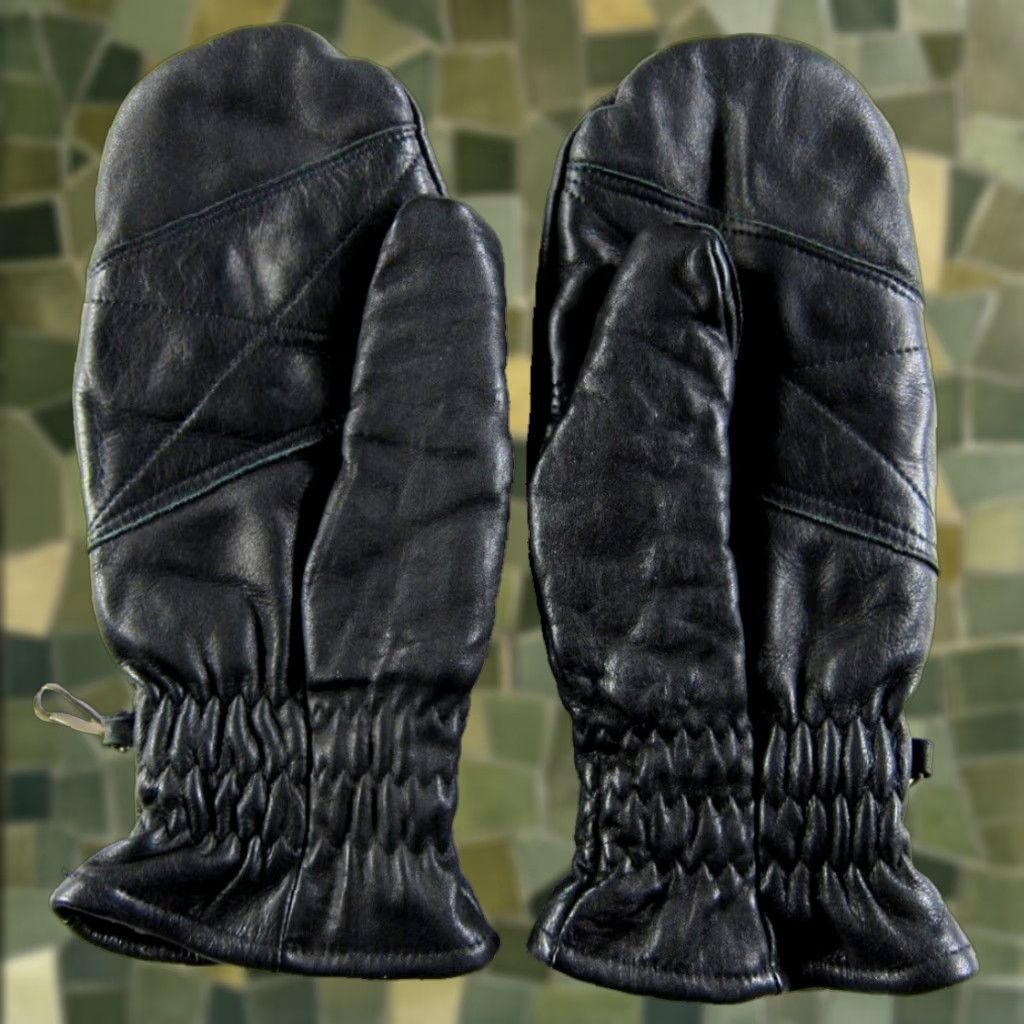 Vintage VINTAGE Made In Japan Black 100% Leather Faux Fur Lined Mitten Glove Women S-M Size ONE SIZE - 1 Thumbnail