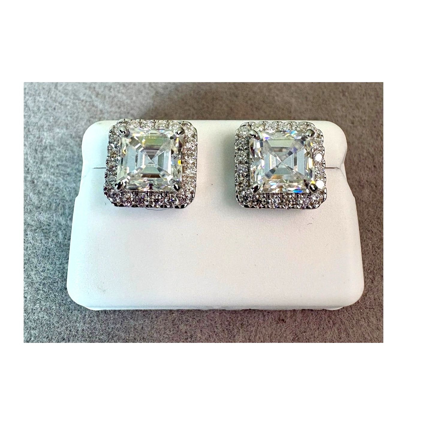 Jewelry Brilliant 4CTW Moissanite Asscher Cut 925 Silver Earrings Size ONE SIZE - 1 Thumbnail