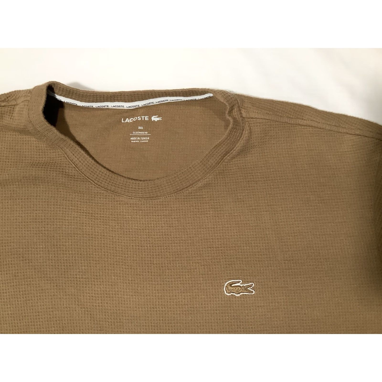 Lacoste Lacoste Thermal Shirt XXL Brown Waffle Knit Long Sleeve Crew Neck Top Mens Size US XXL / EU 58 / 5 - 2 Thumbnail