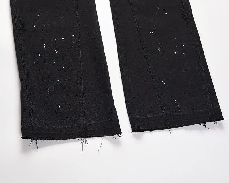 Japanese Brand × Vintage Graffiti Cargo Flared Jeans Splash Ink Wide Leg Denim Pant Size US 34 / EU 50 - 9 Thumbnail