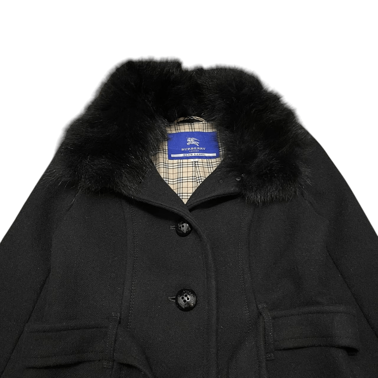 Burberry Burberry London Blue Label Fox Fur Wool Belted Coat Size XS / US 0-2 / IT 36-38 - 5 Thumbnail