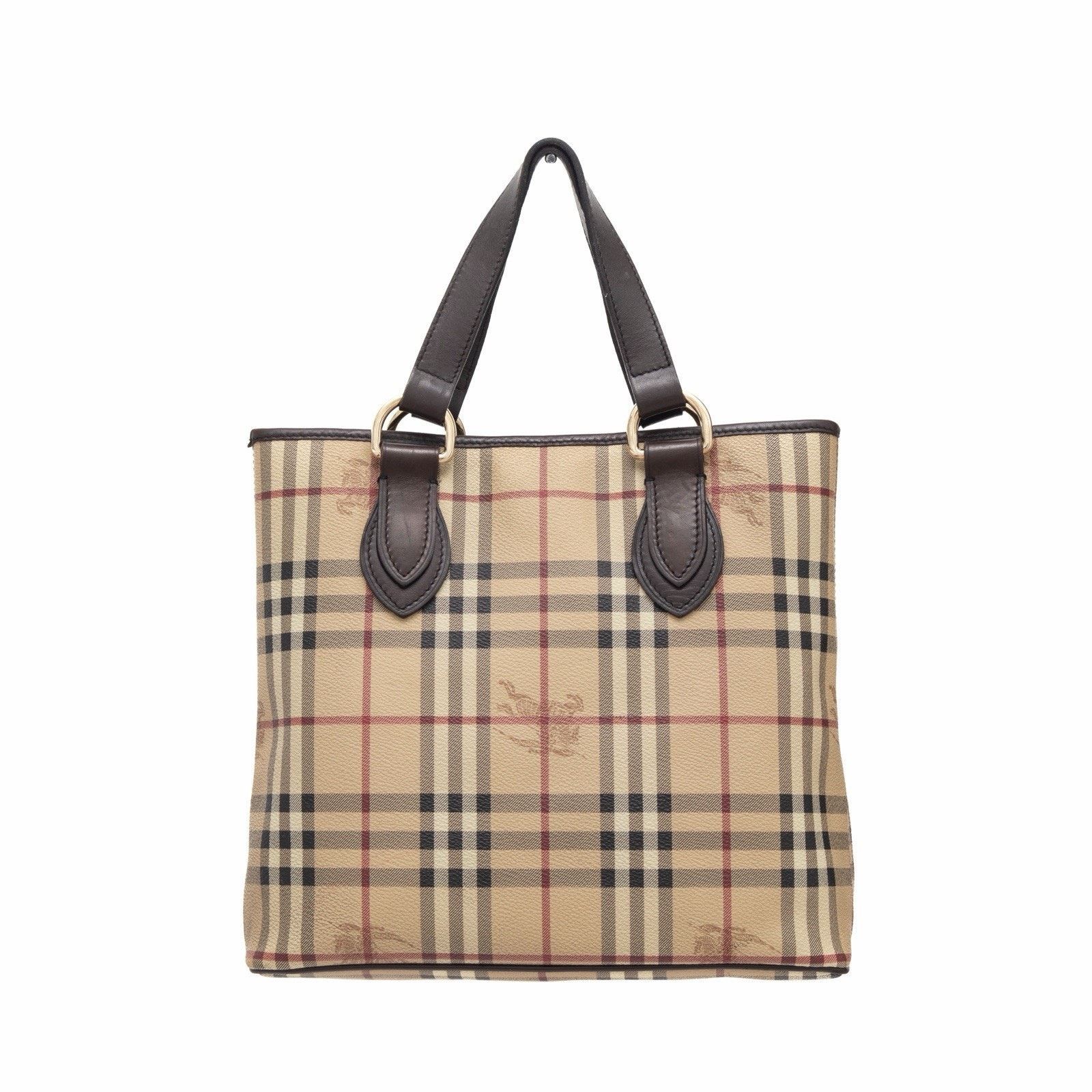 Burberry Burberry Leather Trimmed Haymarket Nova Check Tote Bag Size ONE SIZE - 4 Thumbnail