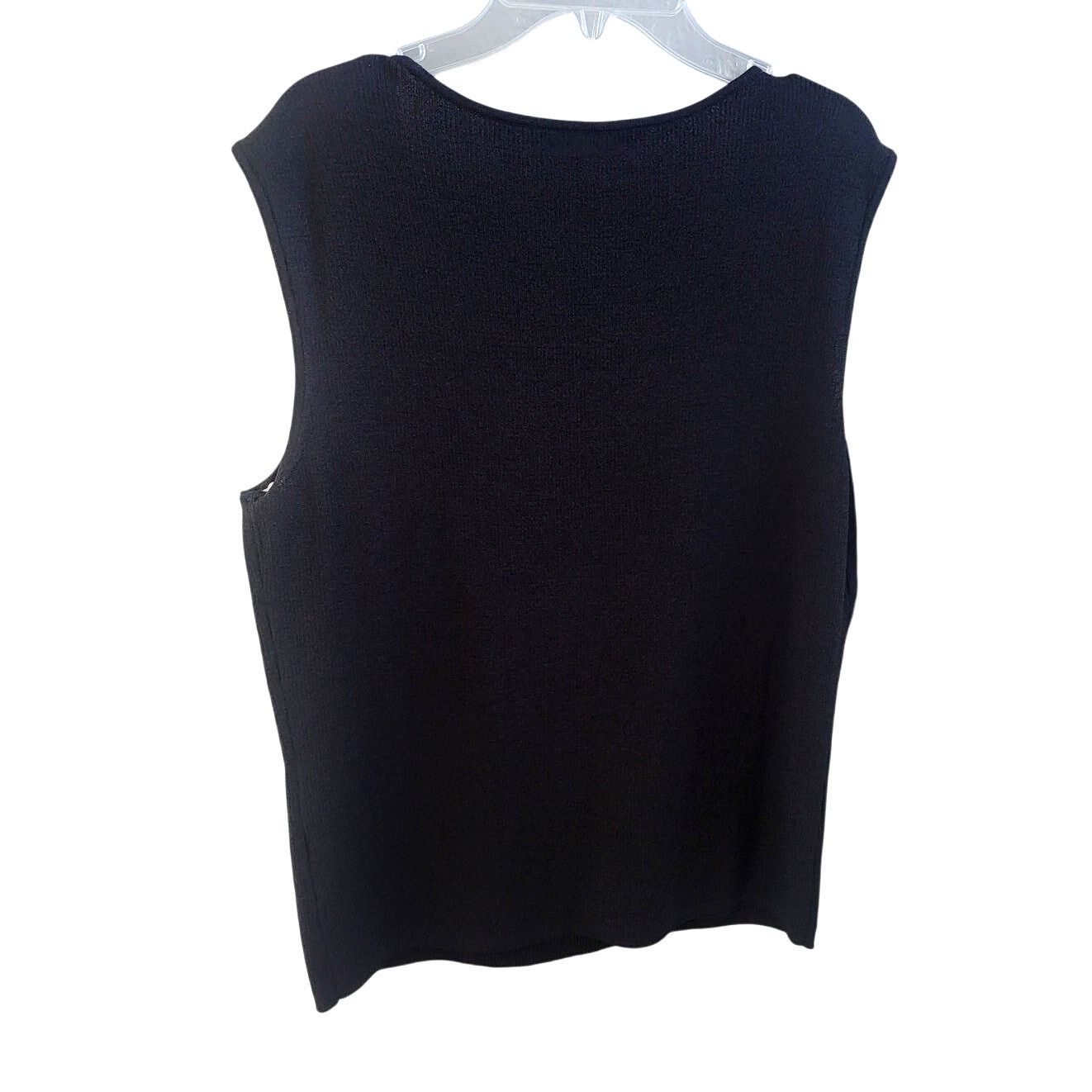 Other Jones NY Collection Platinum Black Knit Sleeveless Blouse -L Size L / US 10 / IT 46 - 2 Thumbnail