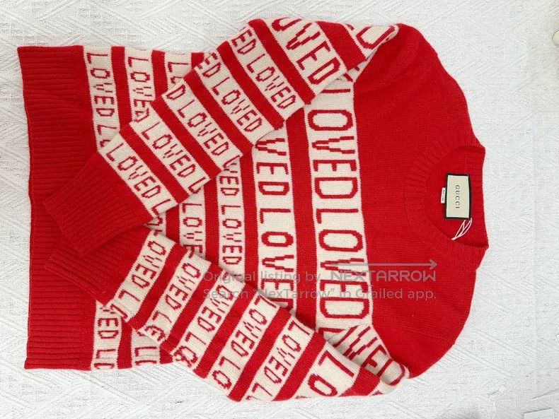 Gucci Gucci Red full-print LOVED letter sweater Size M / US 6-8 / IT 42-44 - 6 Thumbnail