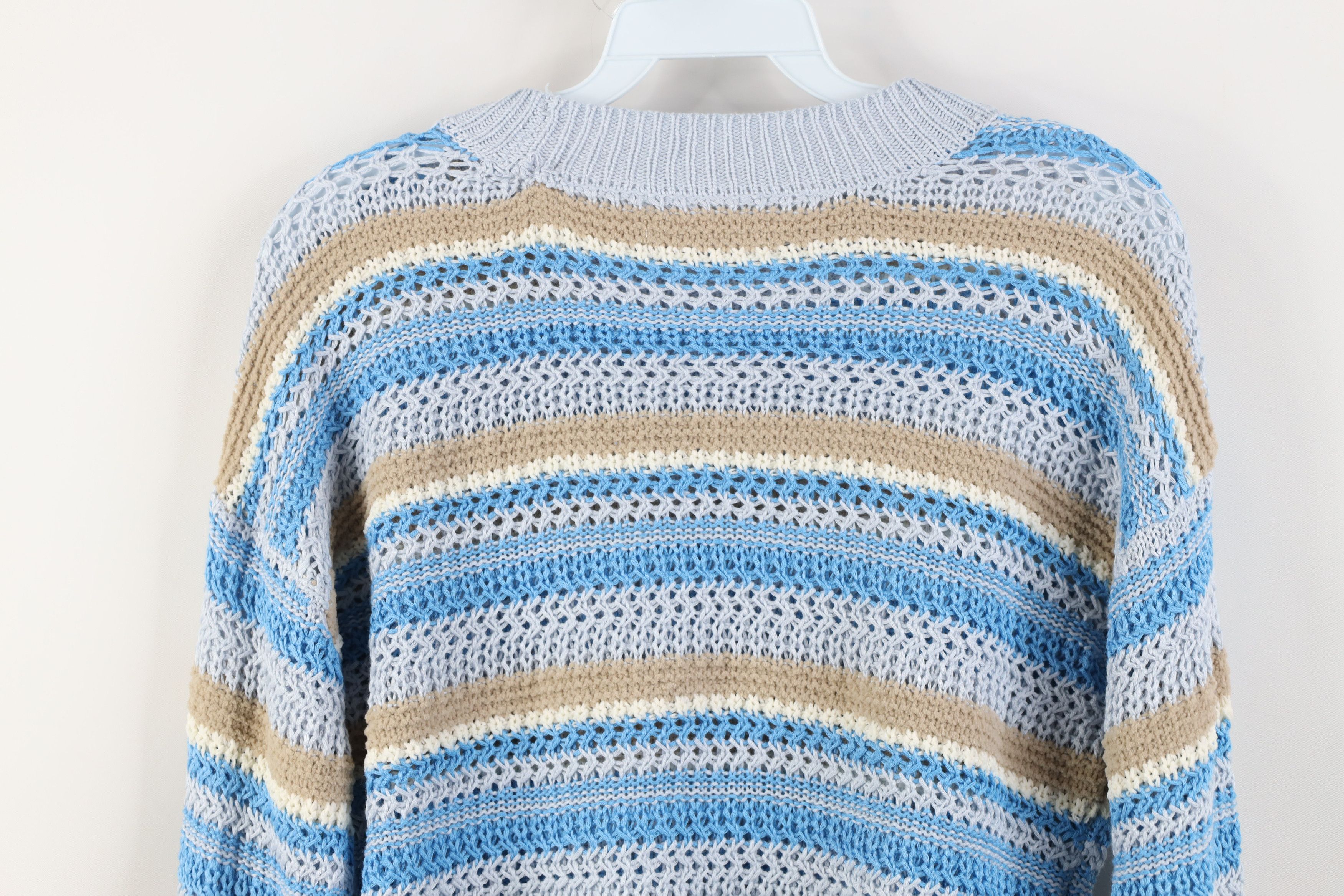 Vintage Vintage 90s Y2K Streetwear Striped Crochet Knit Sweater Size S / US 4 / IT 40 - 9 Thumbnail