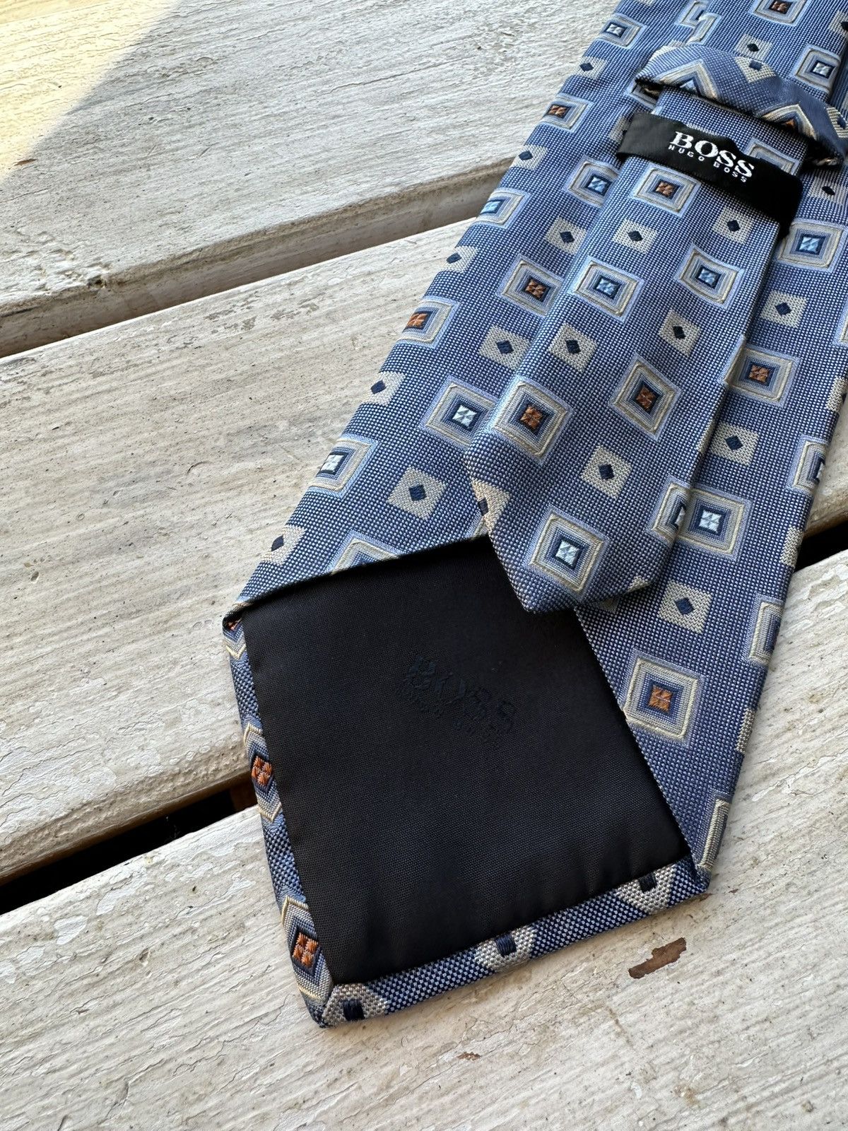 Designer × Hugo Boss 🚨RARE Hugo Boss Tie old money style Blue luxury monogram Size ONE SIZE - 2 Thumbnail