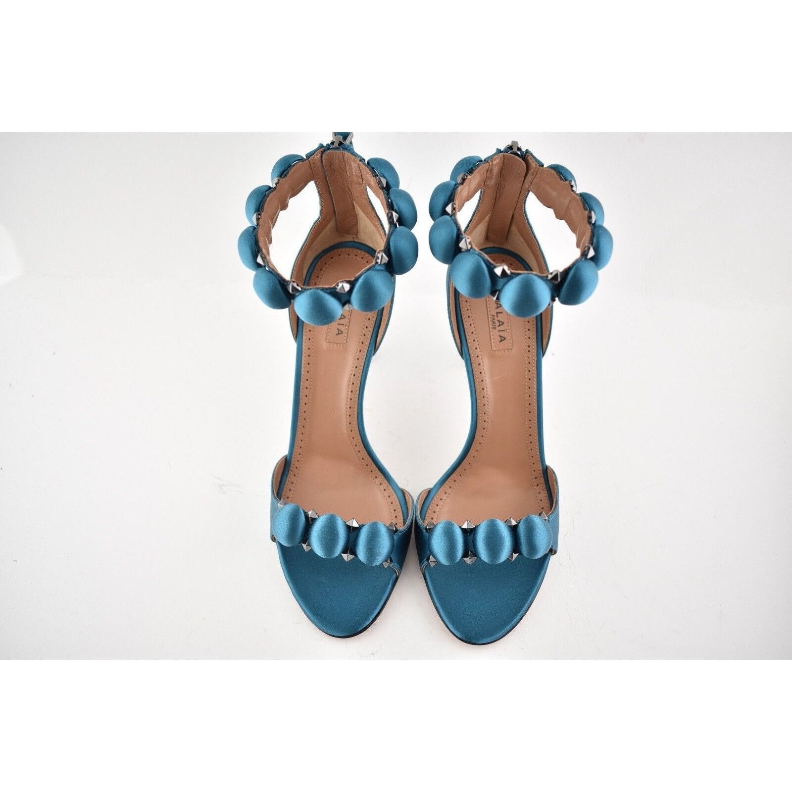 Alaia 90mm Canard Satin Studded Ankle Strap Sandal Heel Pump 37.5 Size US 7.5 / IT 37.5 - 8 Thumbnail