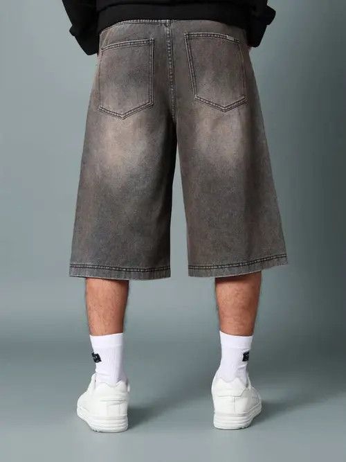 VIBE Washed drip denim shorts jorts RETRO Size US 30 / EU 46 - 6 Thumbnail