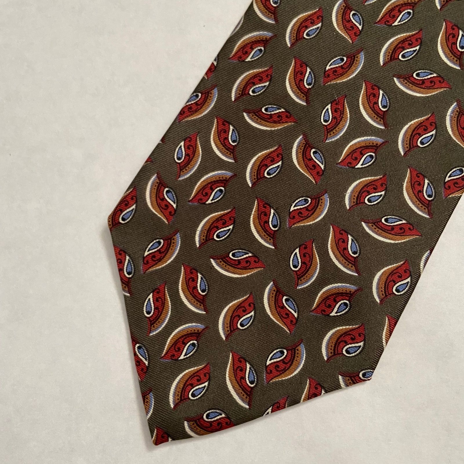 Dior Christian Dior Monsieur Tie Olive Green Paisley Silk Italy Size ONE SIZE - 9 Thumbnail