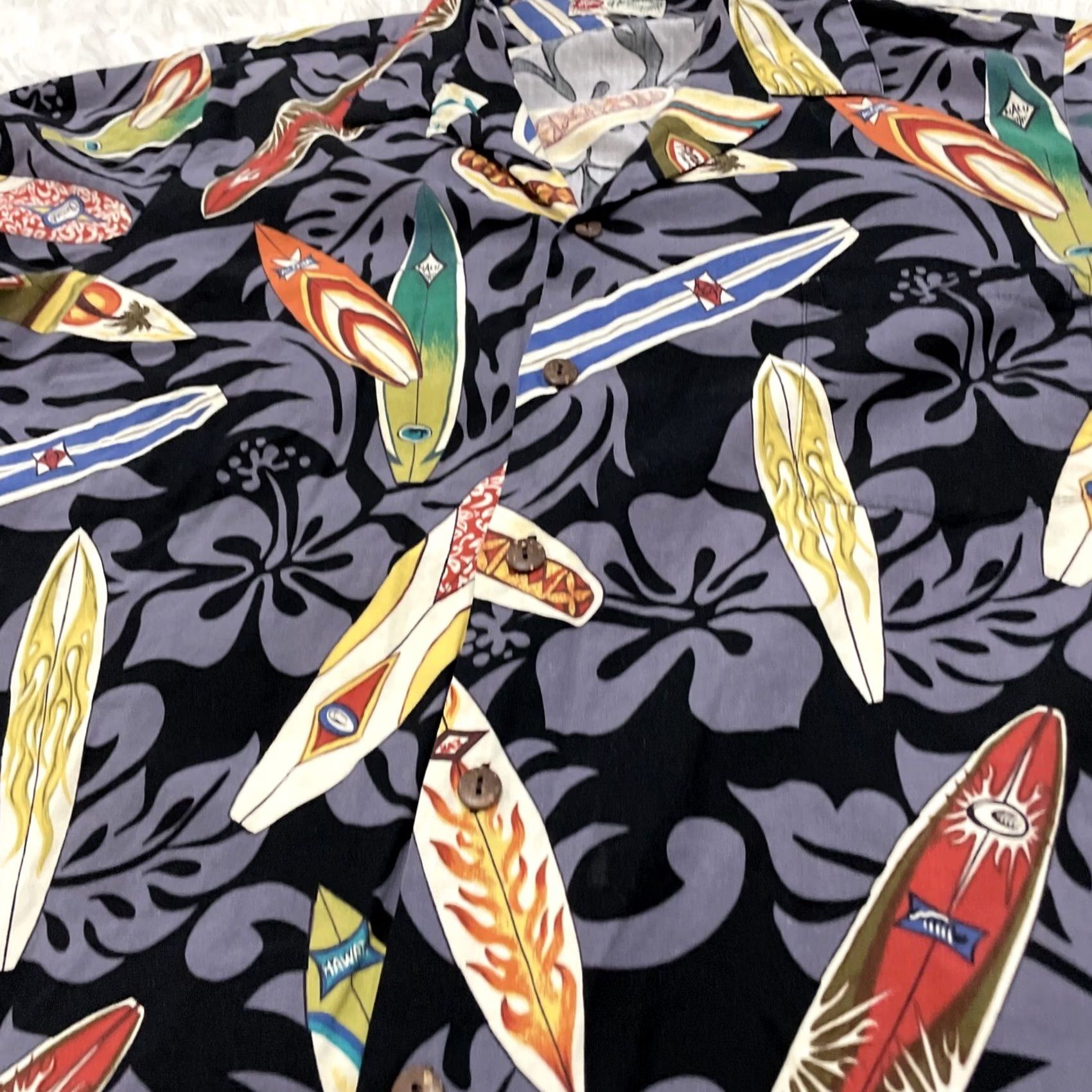 Hilo Hattie VINTAGE Hilo Hattie Hawaiian Shirt Men XL Surf Longboard Graphic Print Aloha Skater Black Short Sleeve Button-Up Collared Shirt Mens Size US XL / EU 56 / 4 - 5 Thumbnail